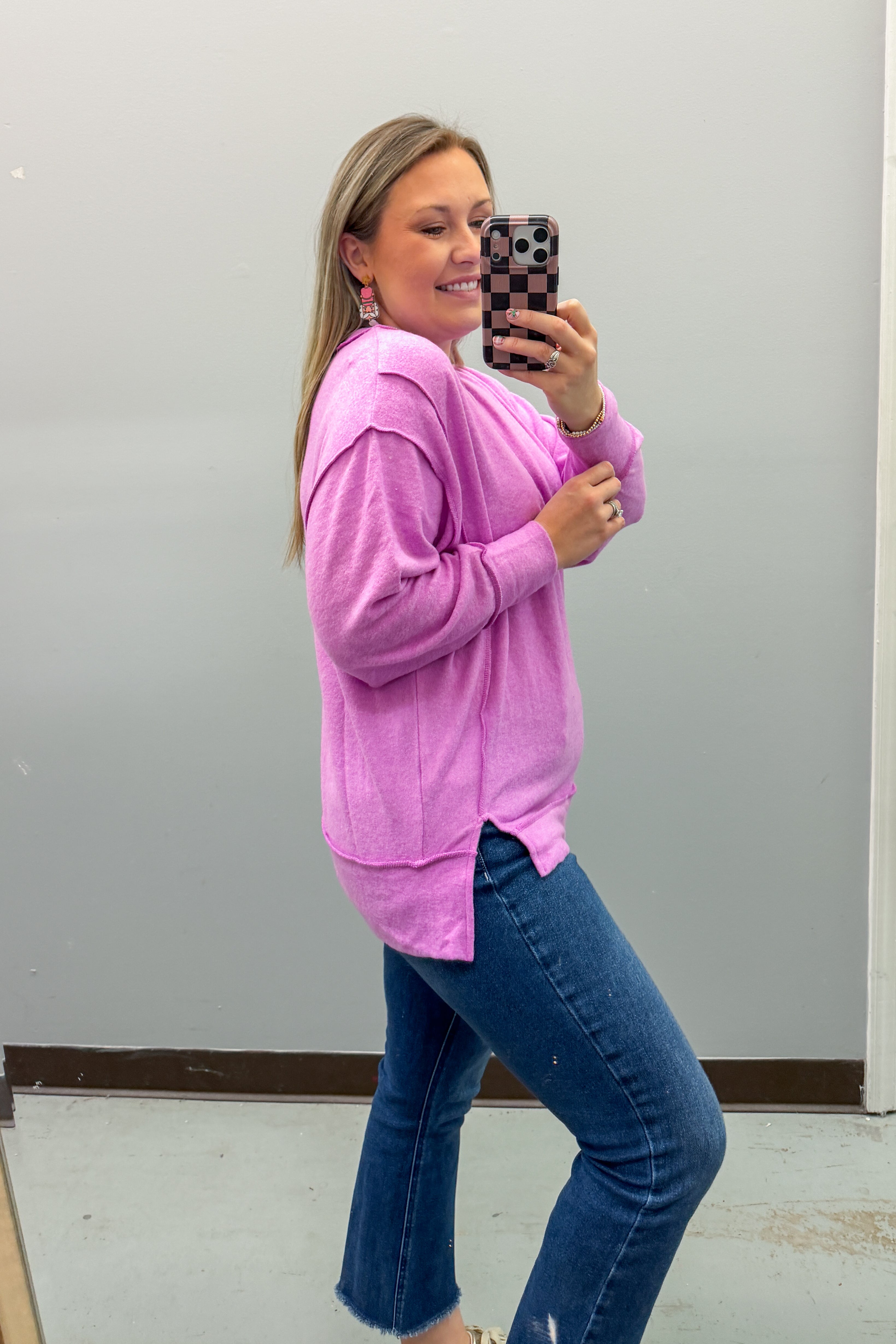 Casual Day Sweater Top, Bright Mauve