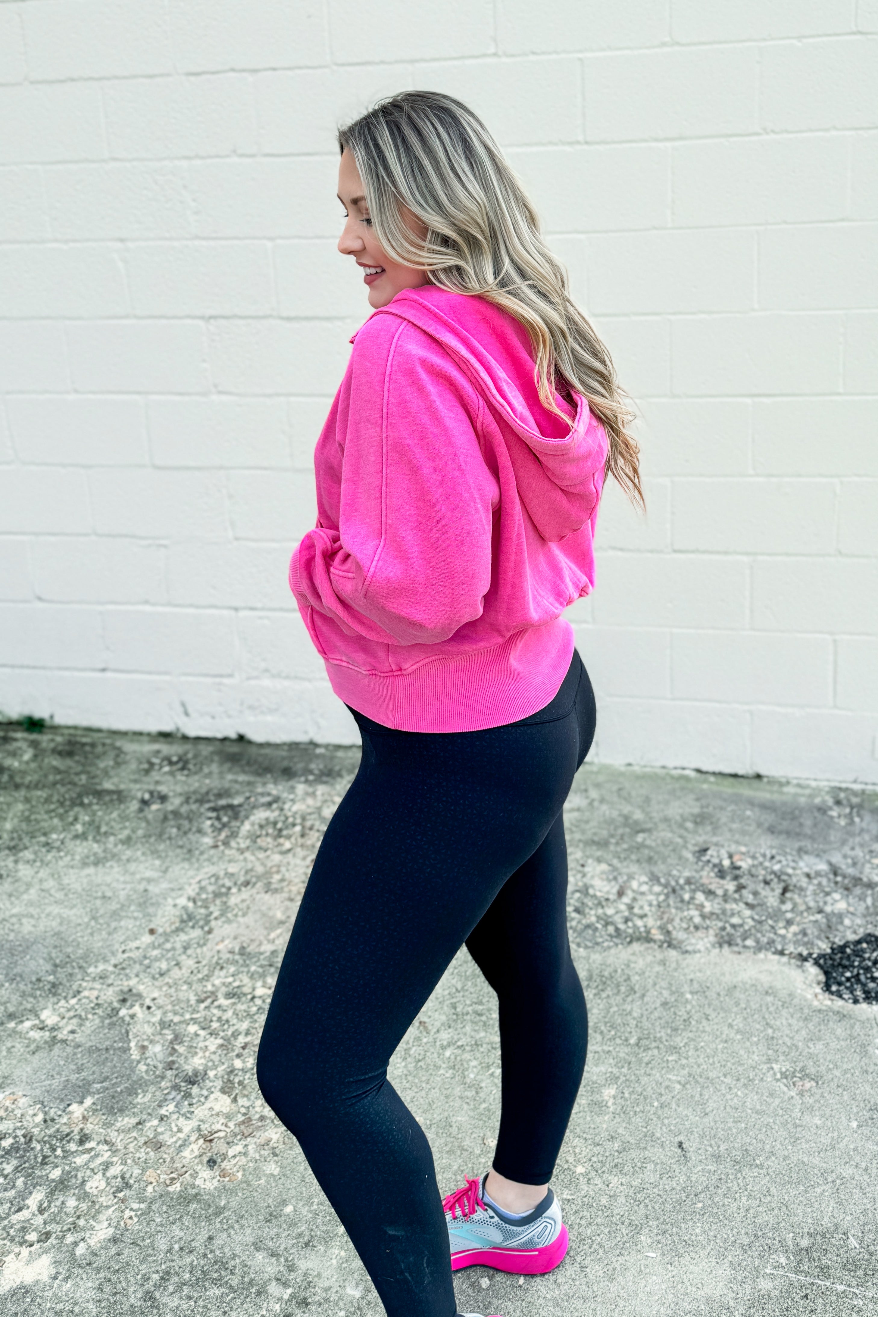 Weekend Feels Quarter-Zip Hoodie, Hot Pink