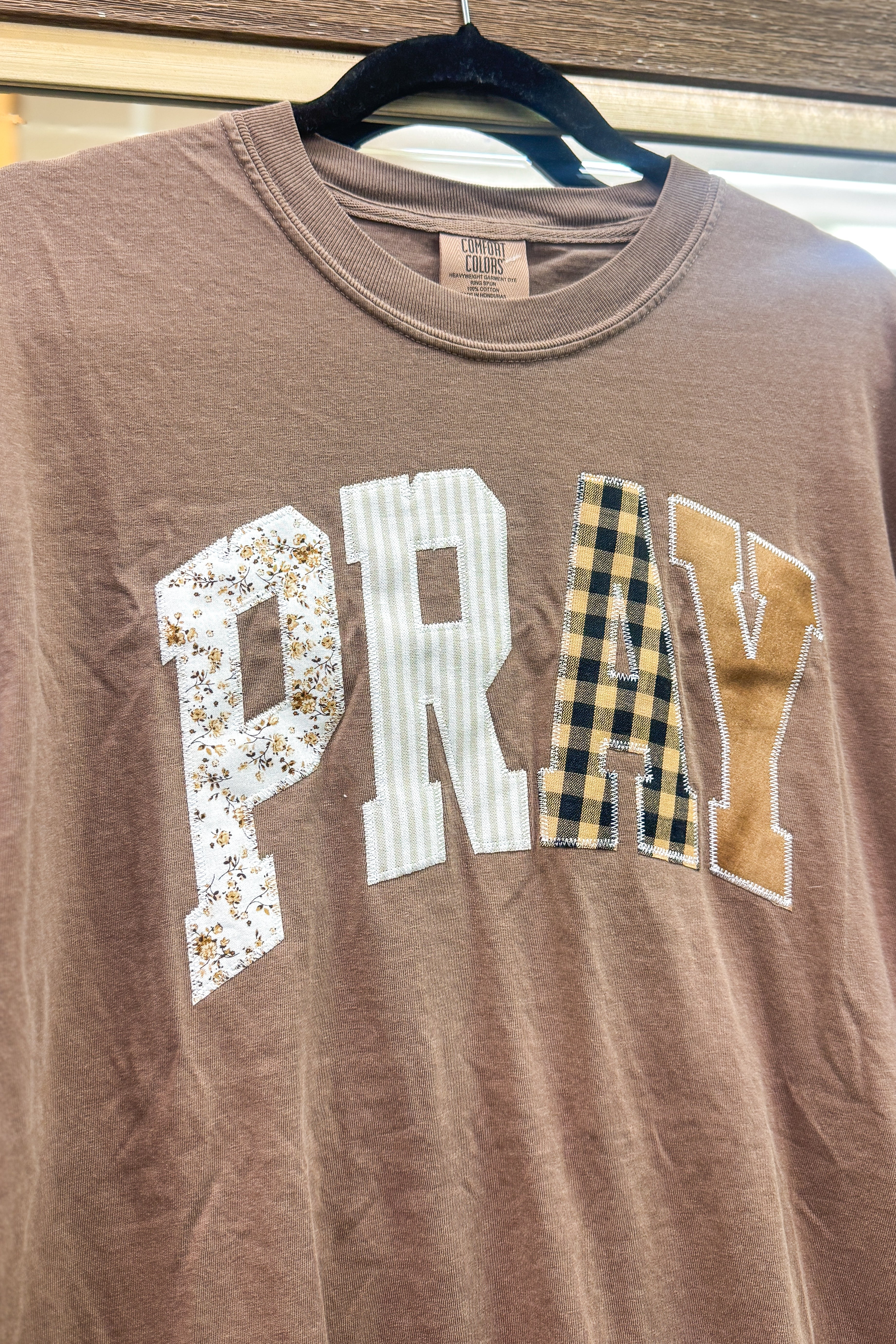 Pray Patchwork Applique Graphic Tee