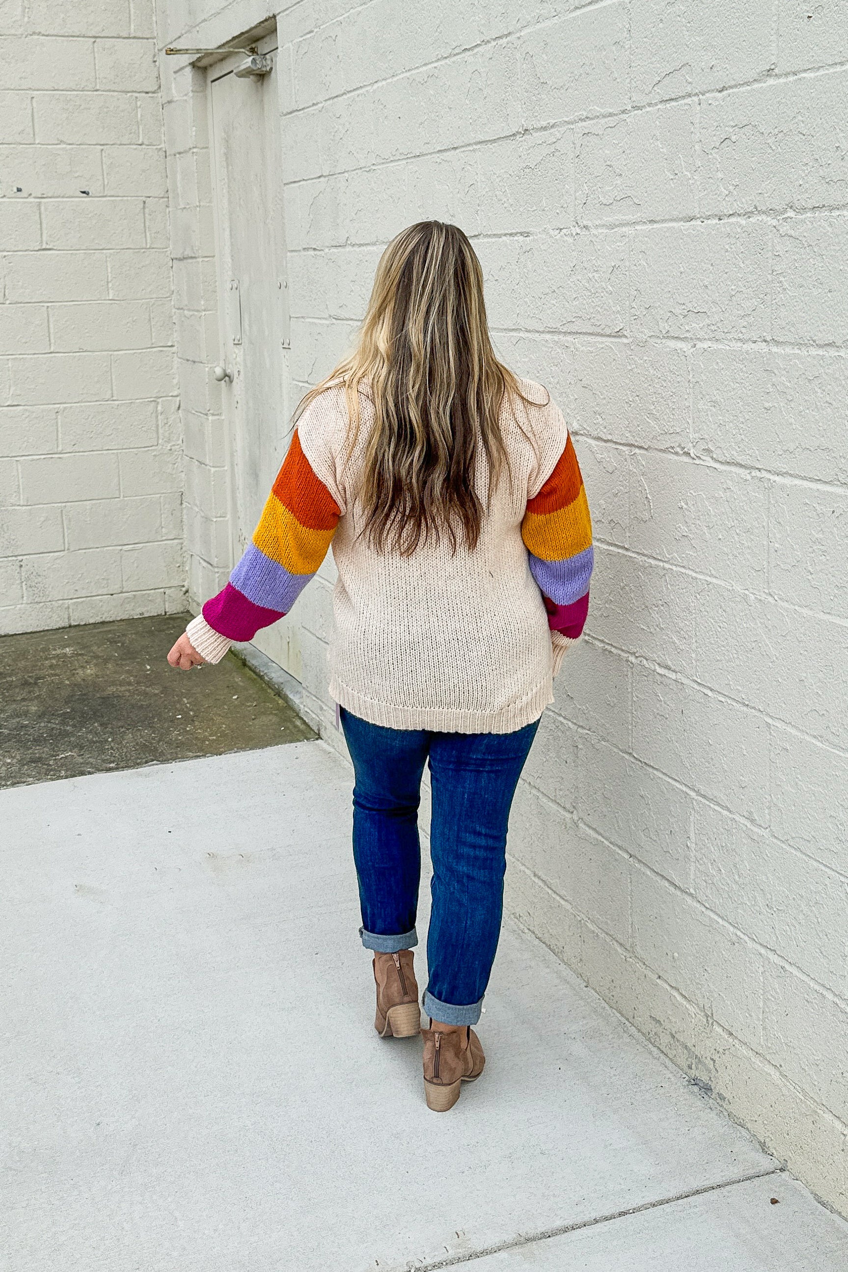 Love The Colors Stripe Sleeve Sweater Top