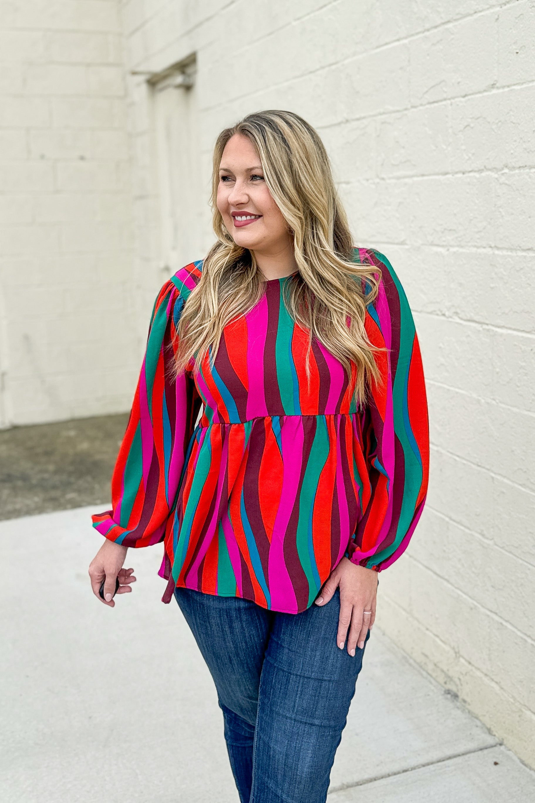 Waves Of Fall Peplum Top