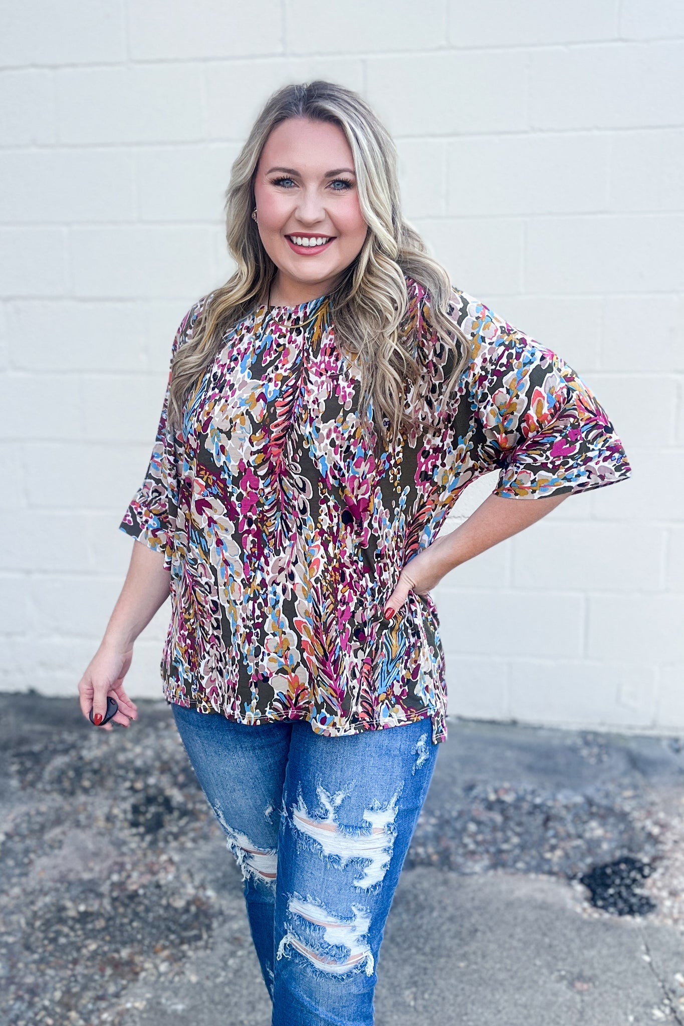 In Bloom Floral Top, Olive