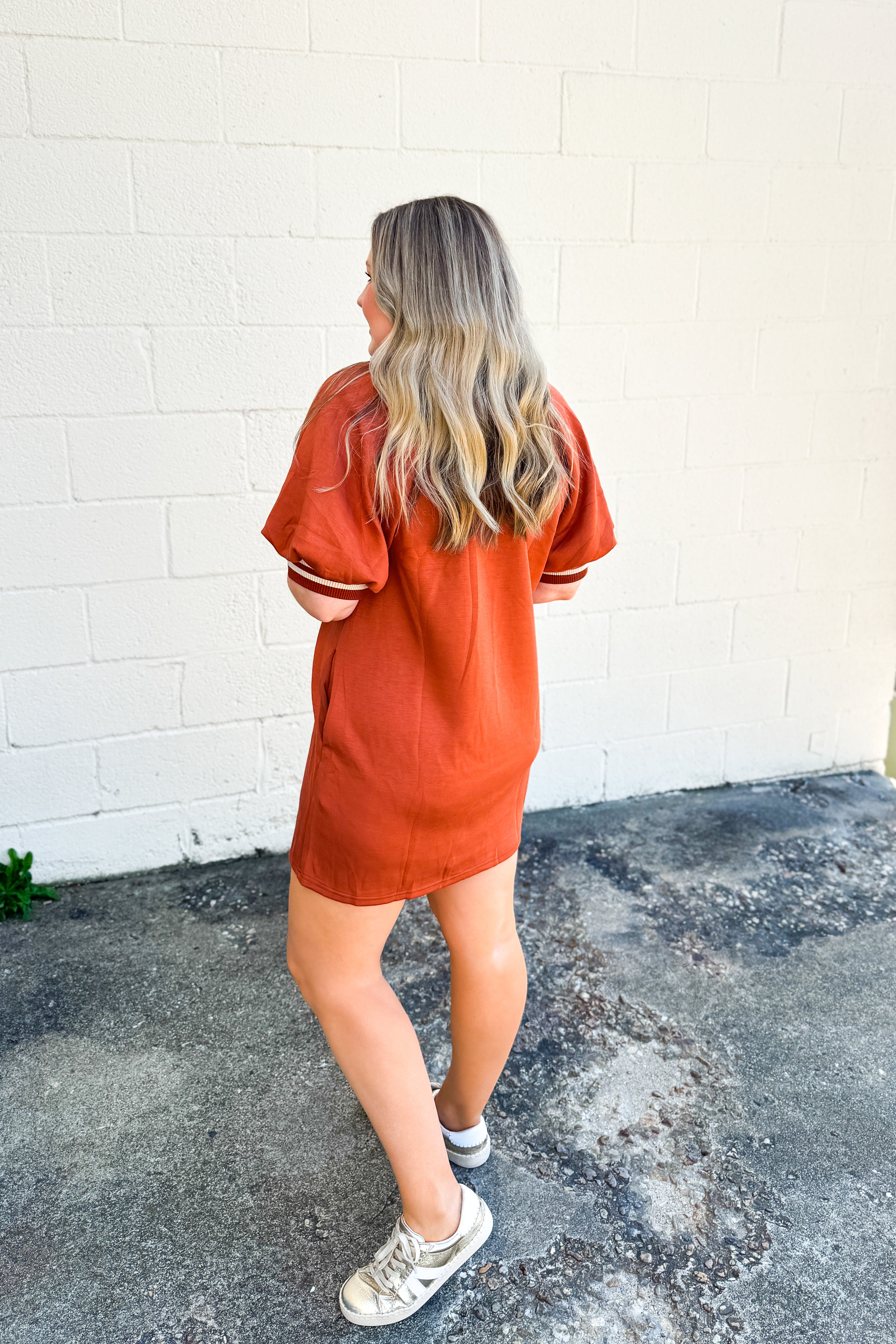 Rust Quarter Zip Dress
