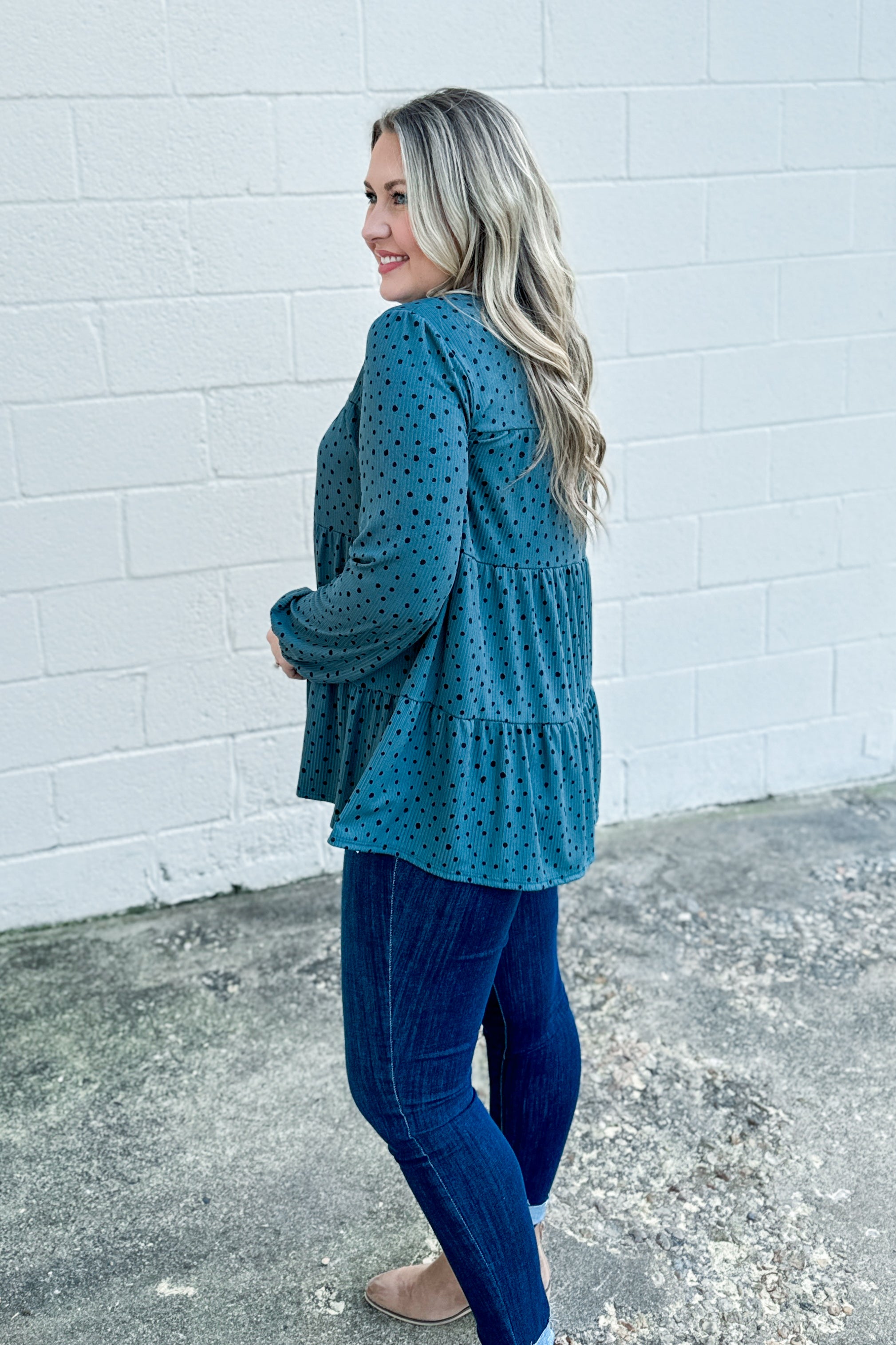 Little Things Spotted Tiered Top, Green