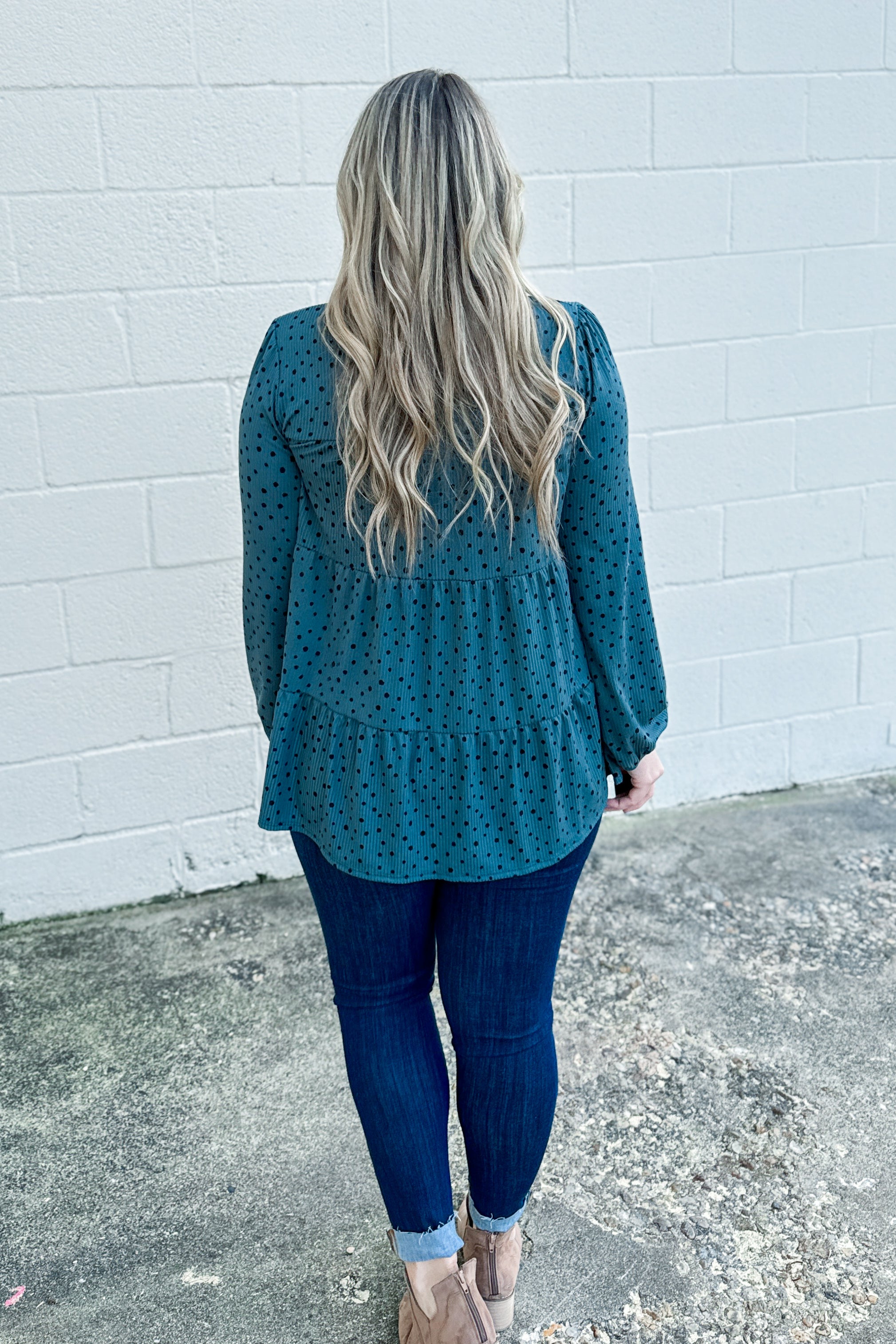 Little Things Spotted Tiered Top, Green