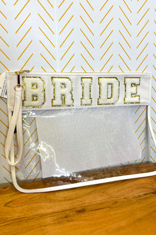 BRIDE Oversized Clear Pouch, White