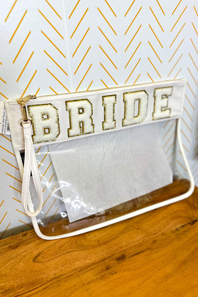 BRIDE Oversized Clear Pouch, White