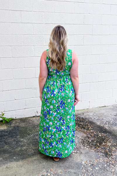 Green Gardens Floral Maxi Dress