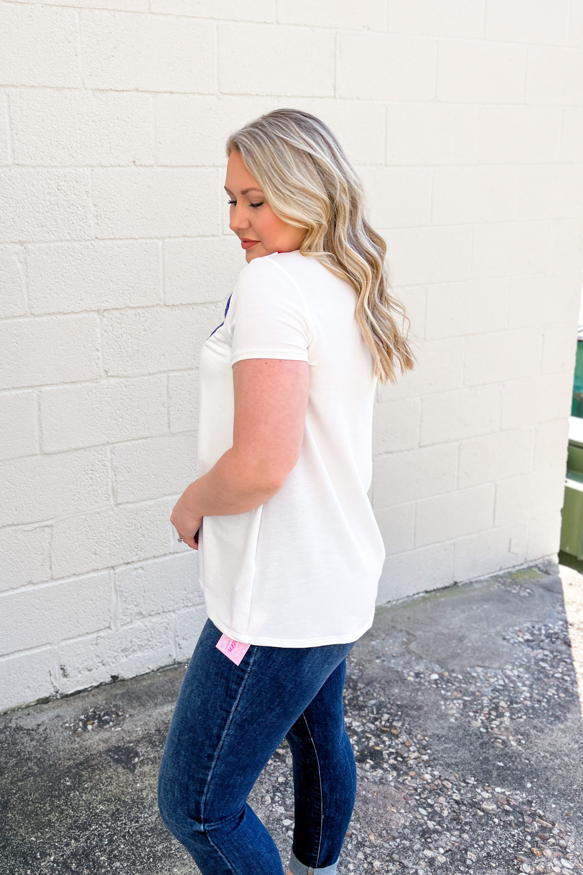 Feeling Red, White and Blue Sequin Top