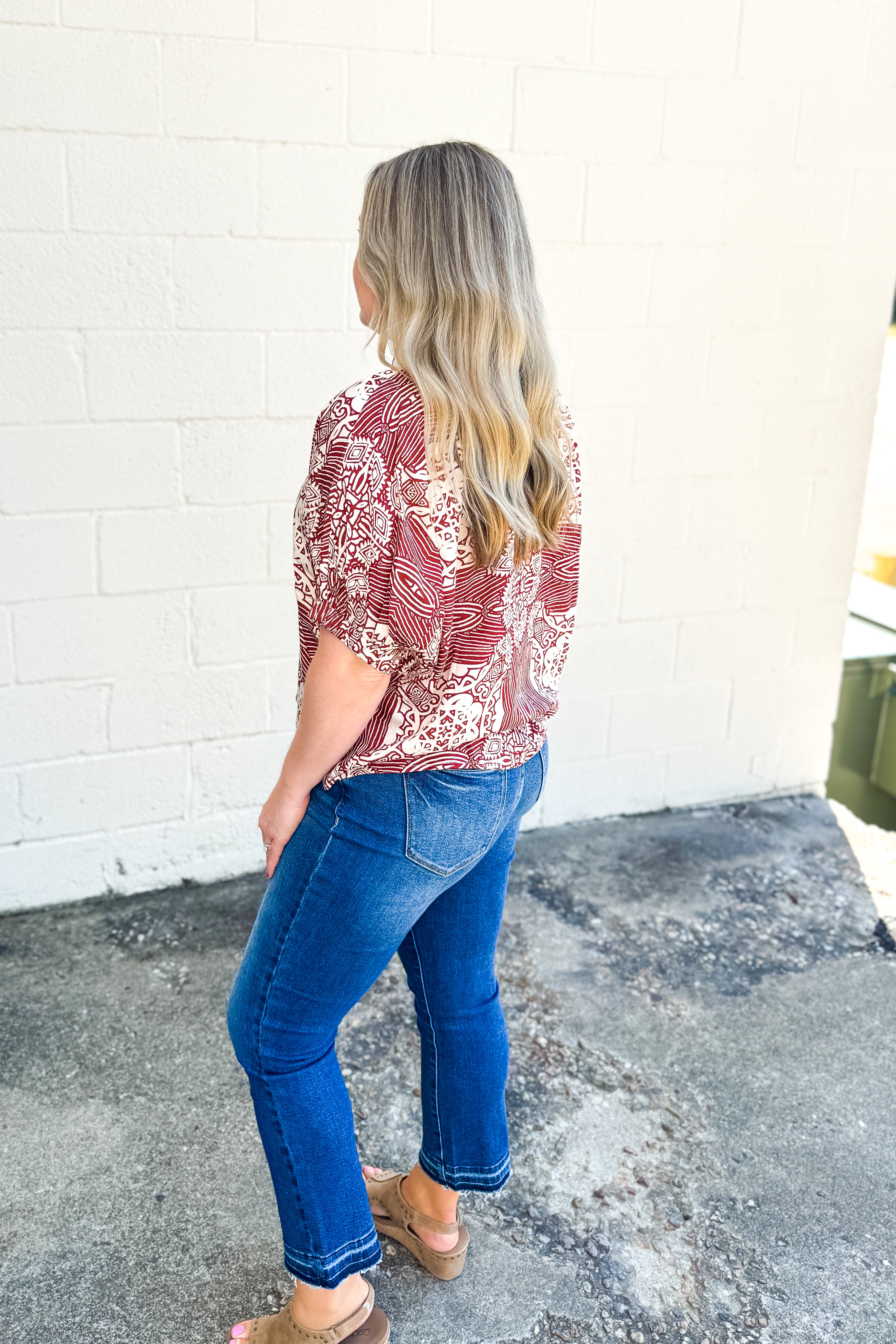 Rustic Mosaic Print Blouse Top