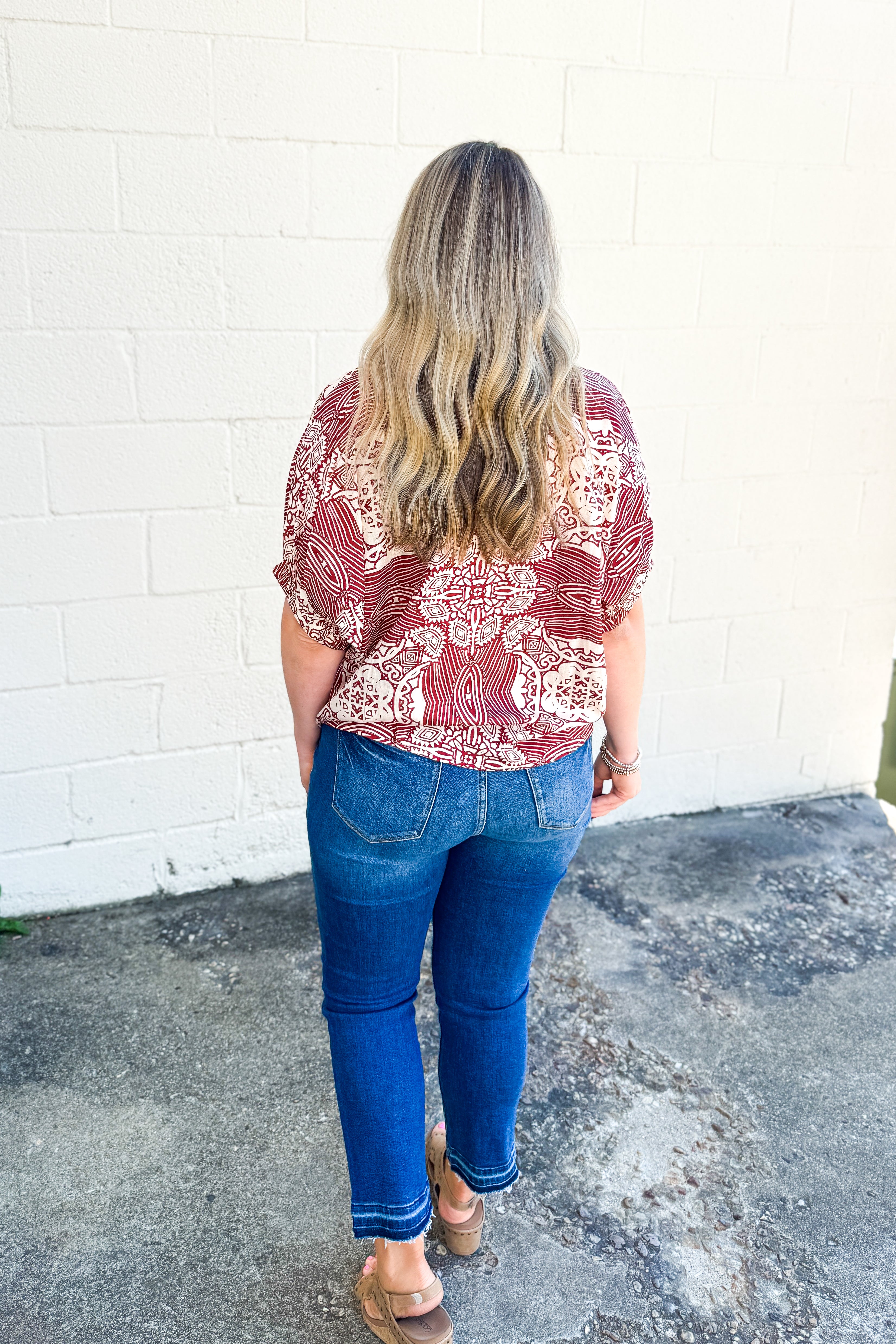 Rustic Mosaic Print Blouse Top
