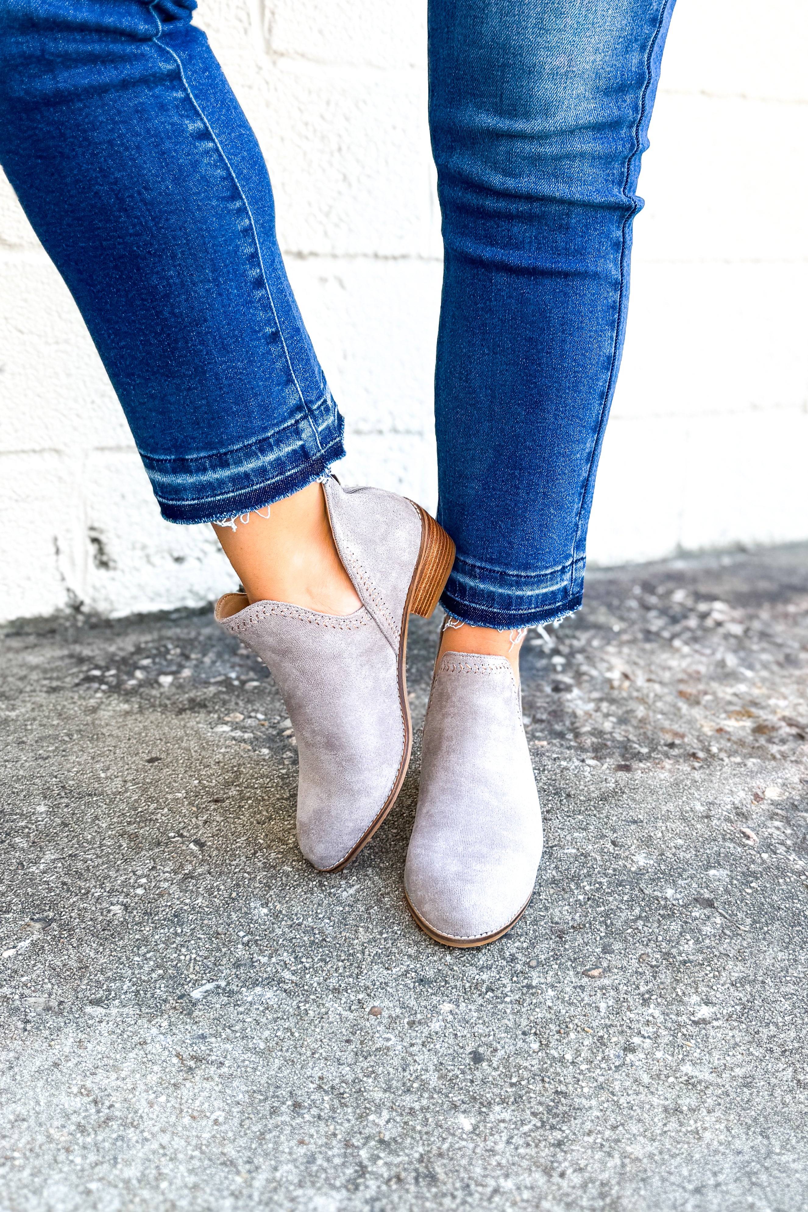 Corkys Bluffin Booties, Grey Faux Suede