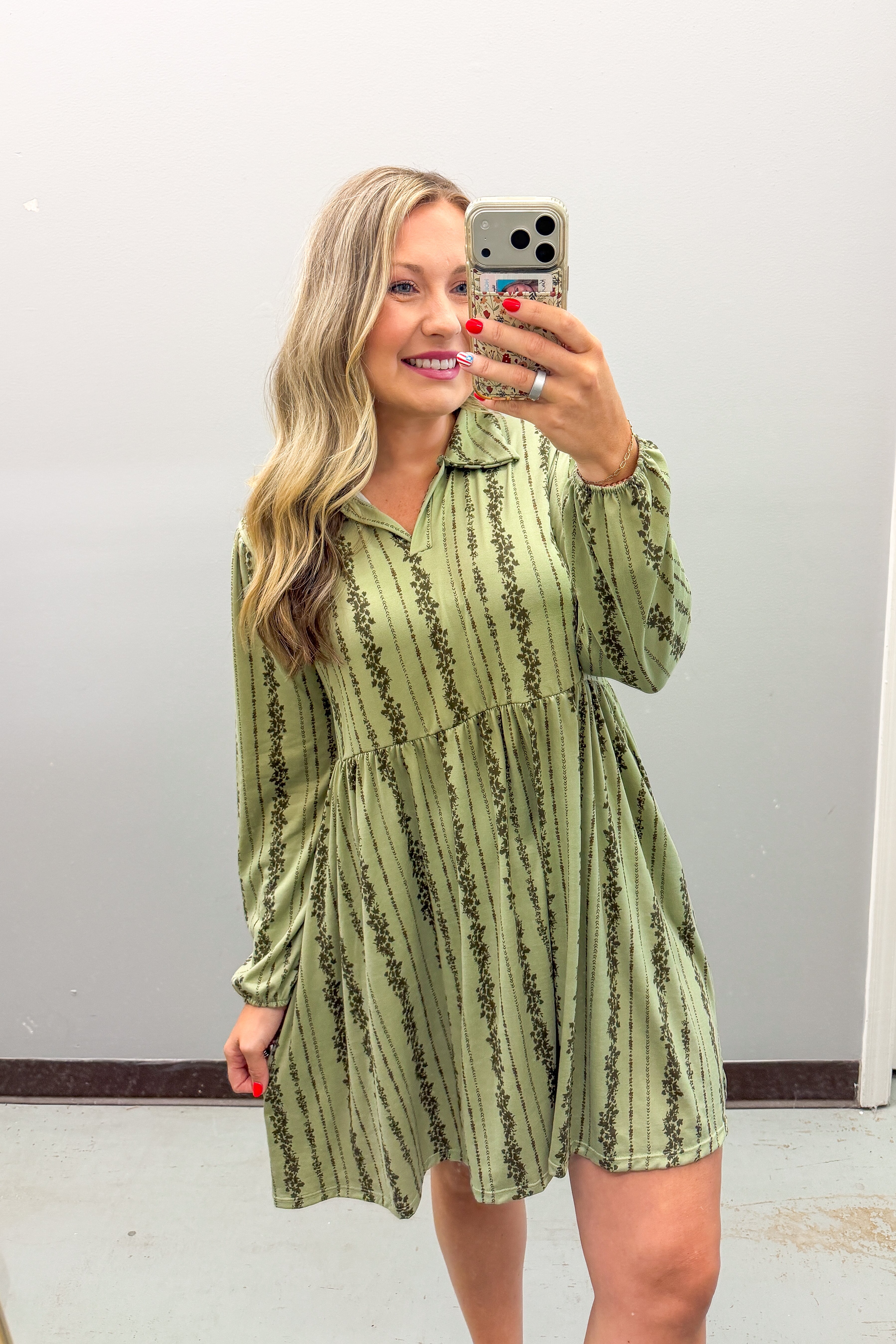 Sage Dreams Floral Babydoll Dress