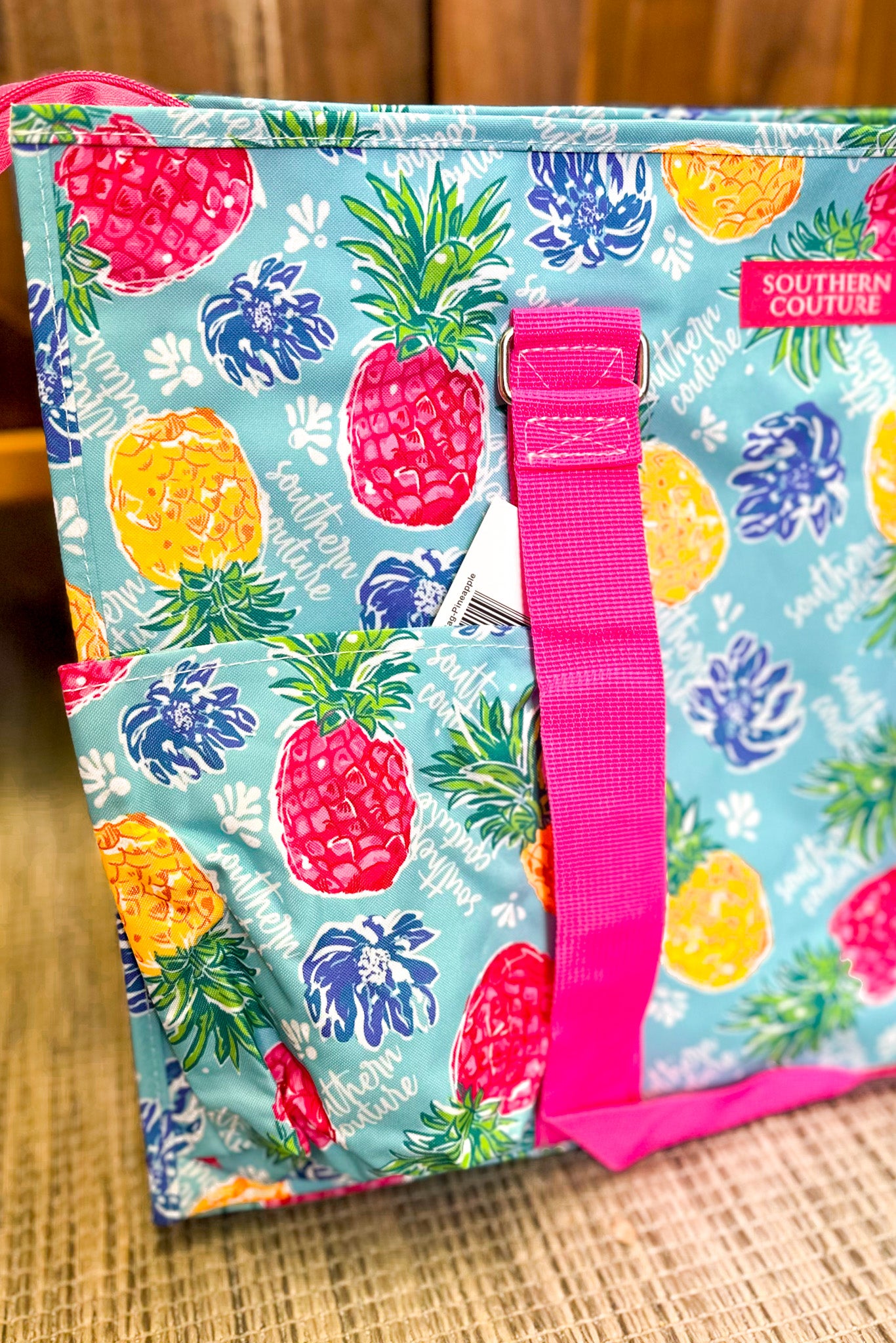 Tropical Pineapple Pocket Tote Bag