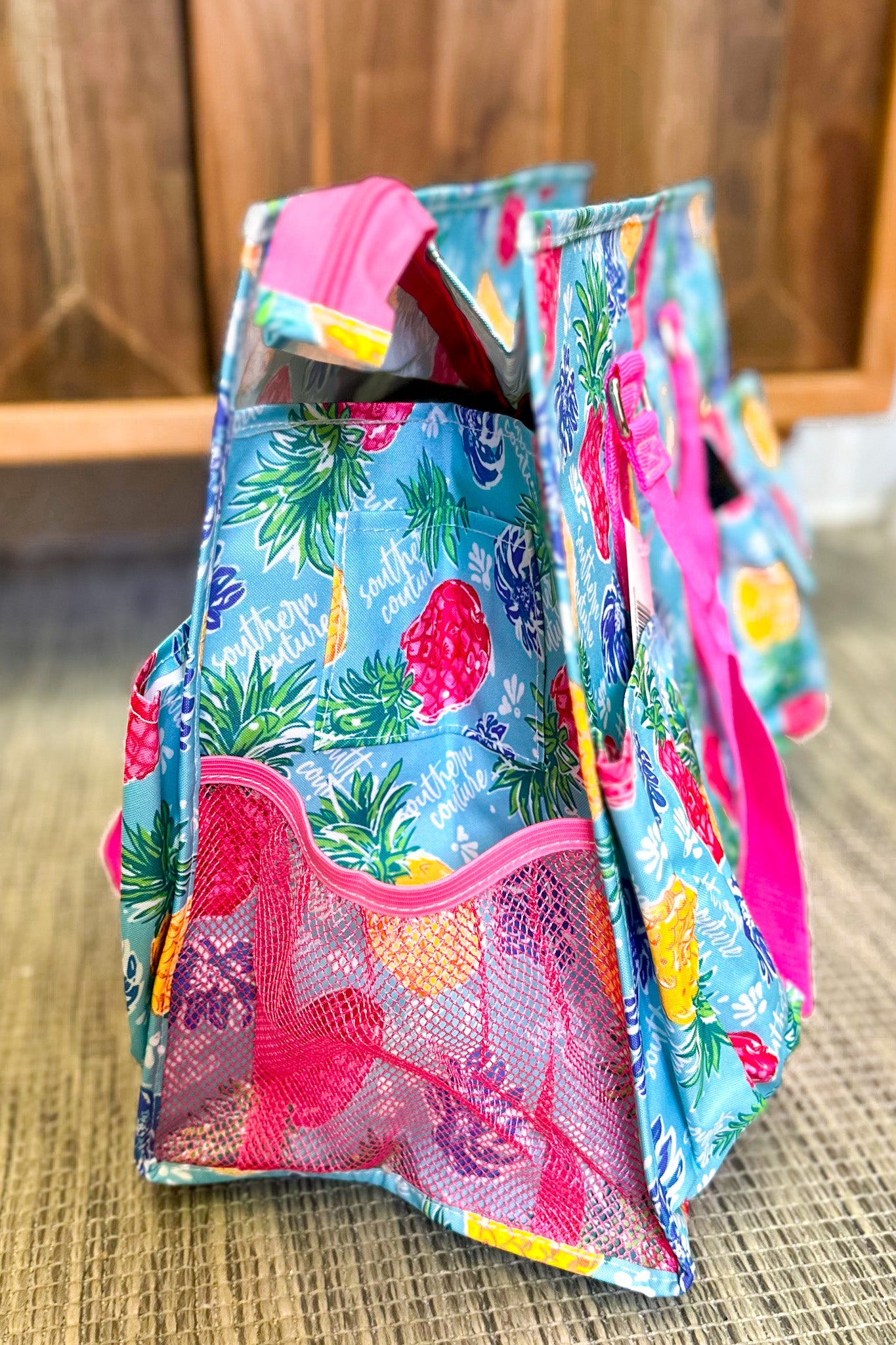 Tropical Pineapple Pocket Tote Bag