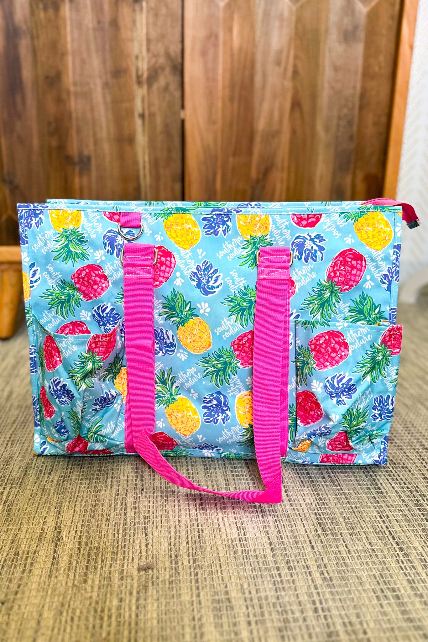 Tropical Pineapple Pocket Tote Bag