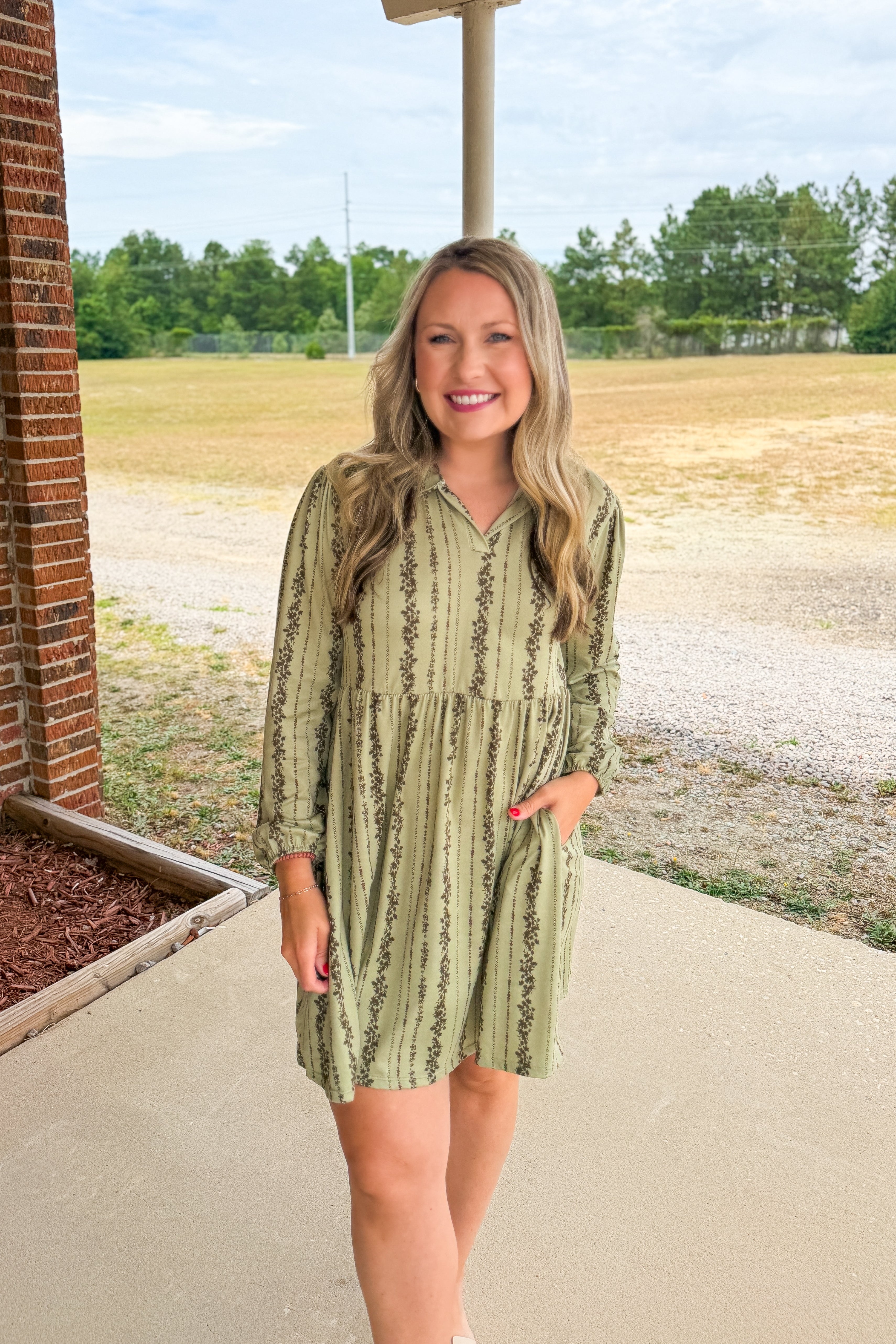 Sage Dreams Floral Babydoll Dress