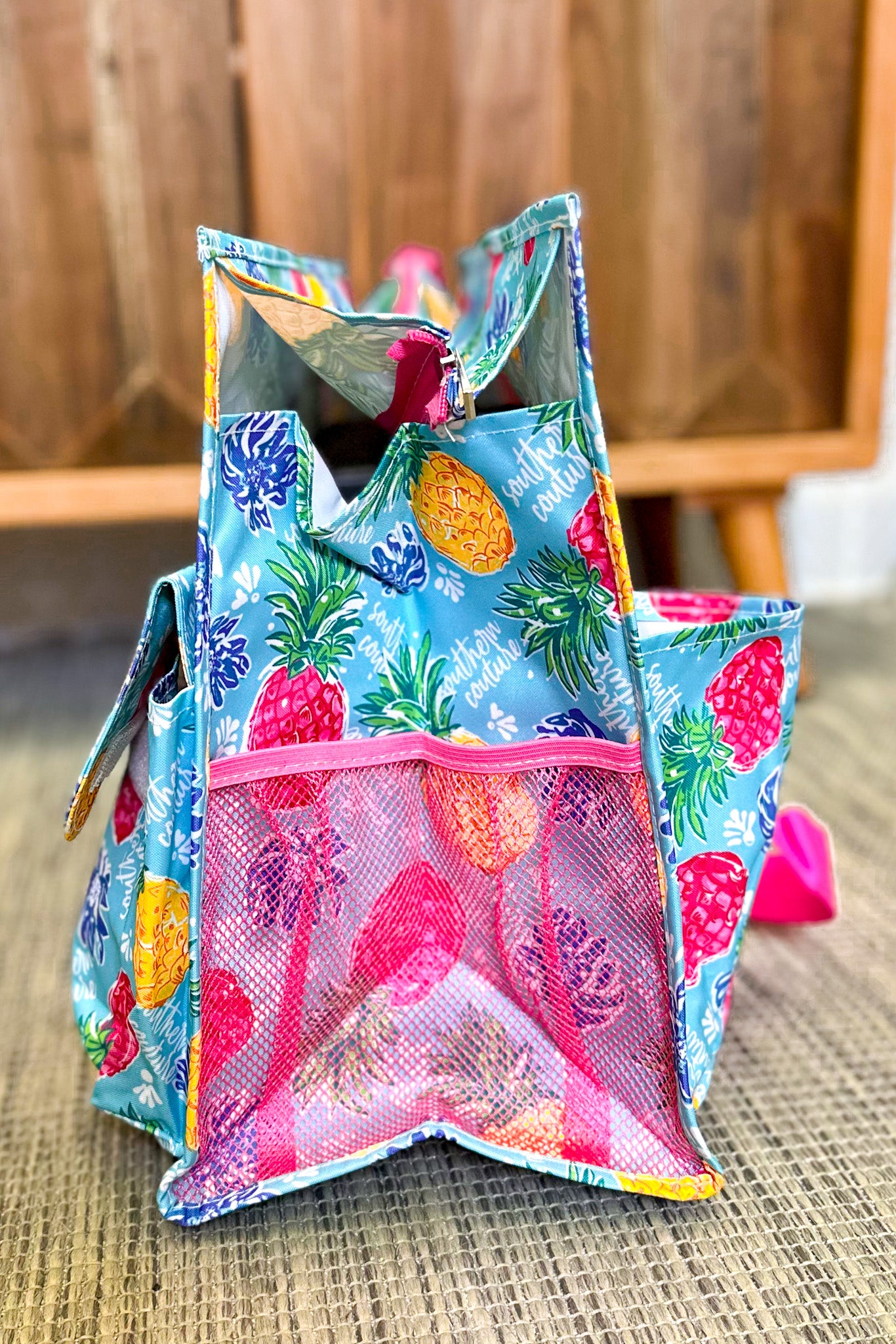 Tropical Pineapple Pocket Tote Bag