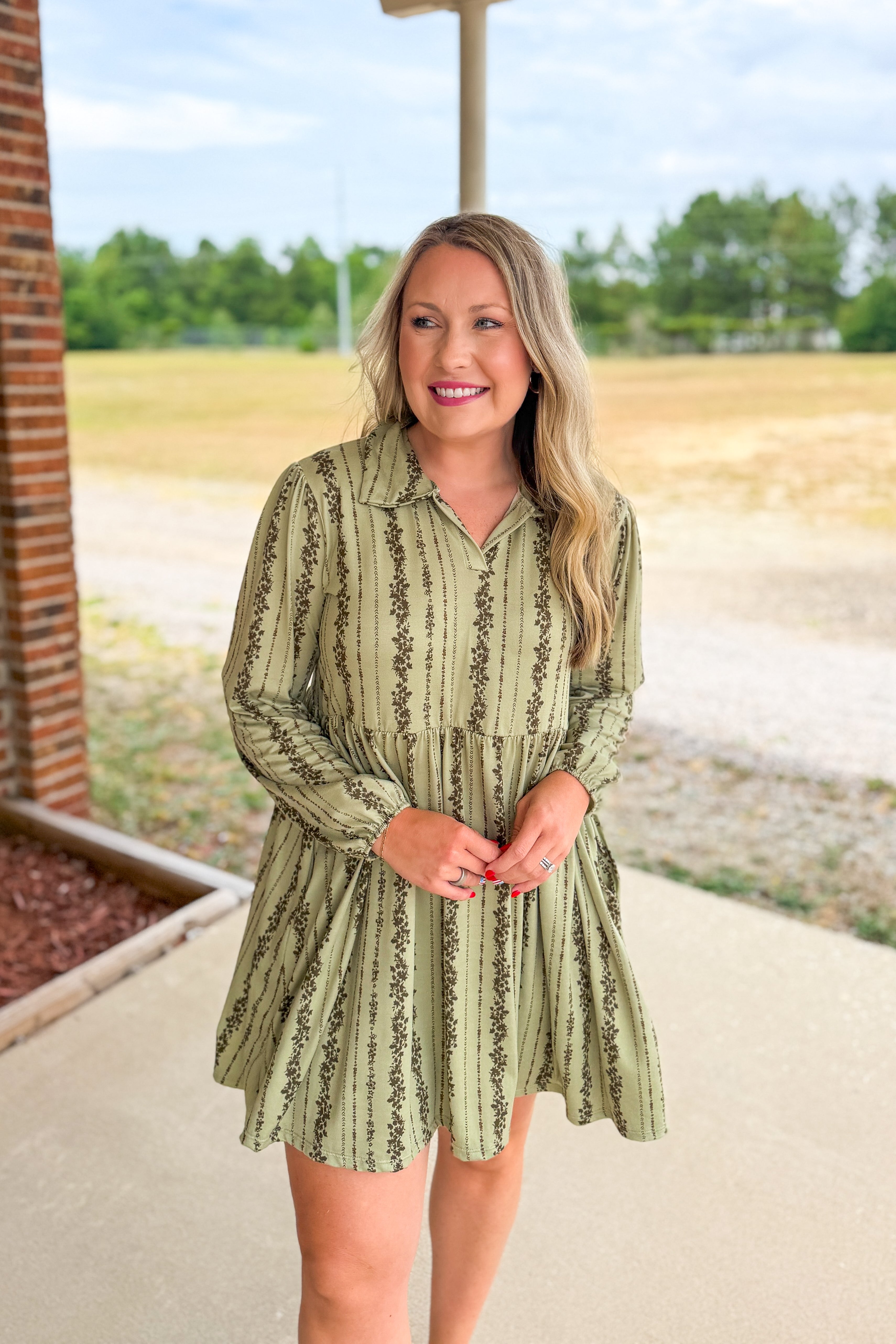 Sage Dreams Floral Babydoll Dress