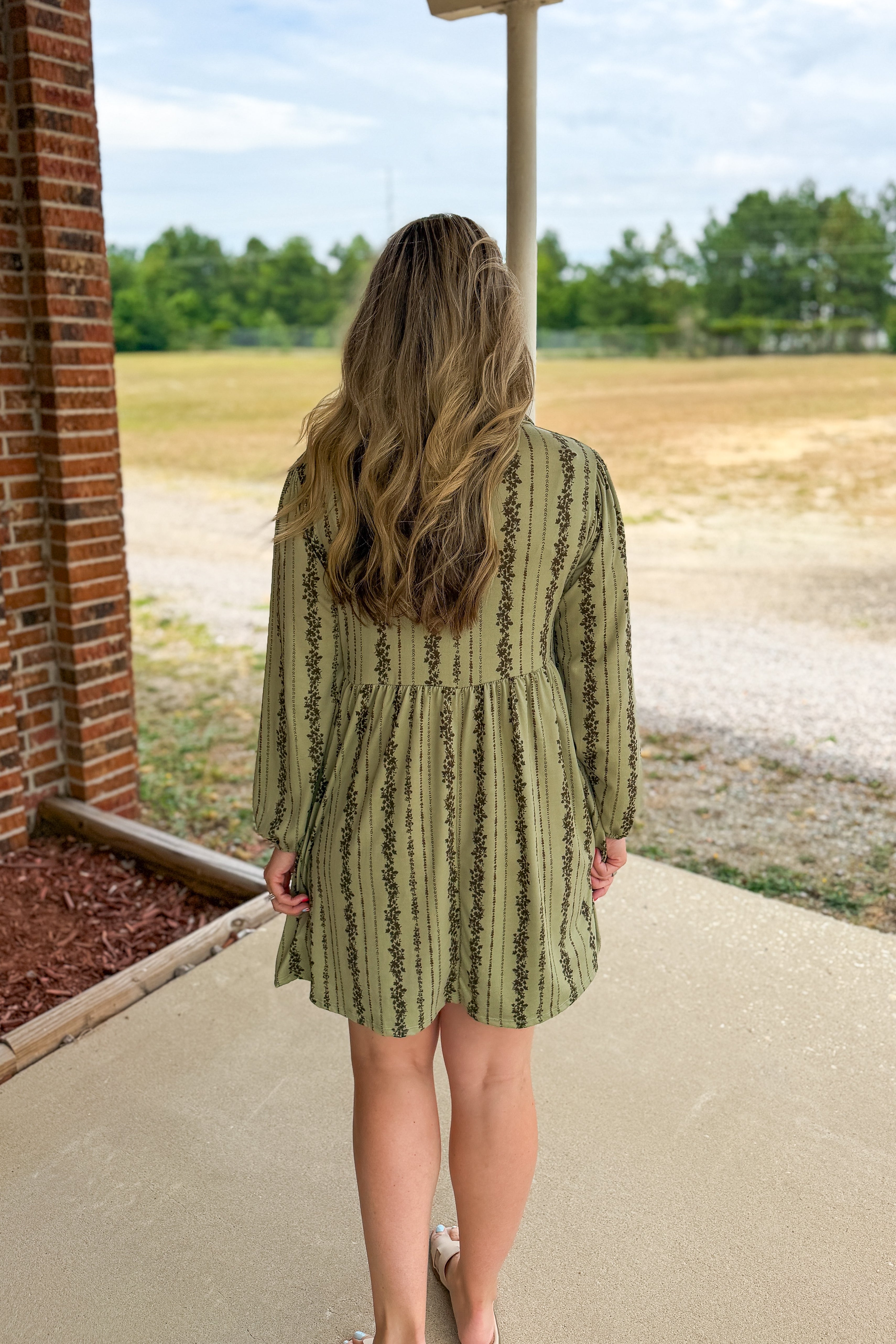 Sage Dreams Floral Babydoll Dress