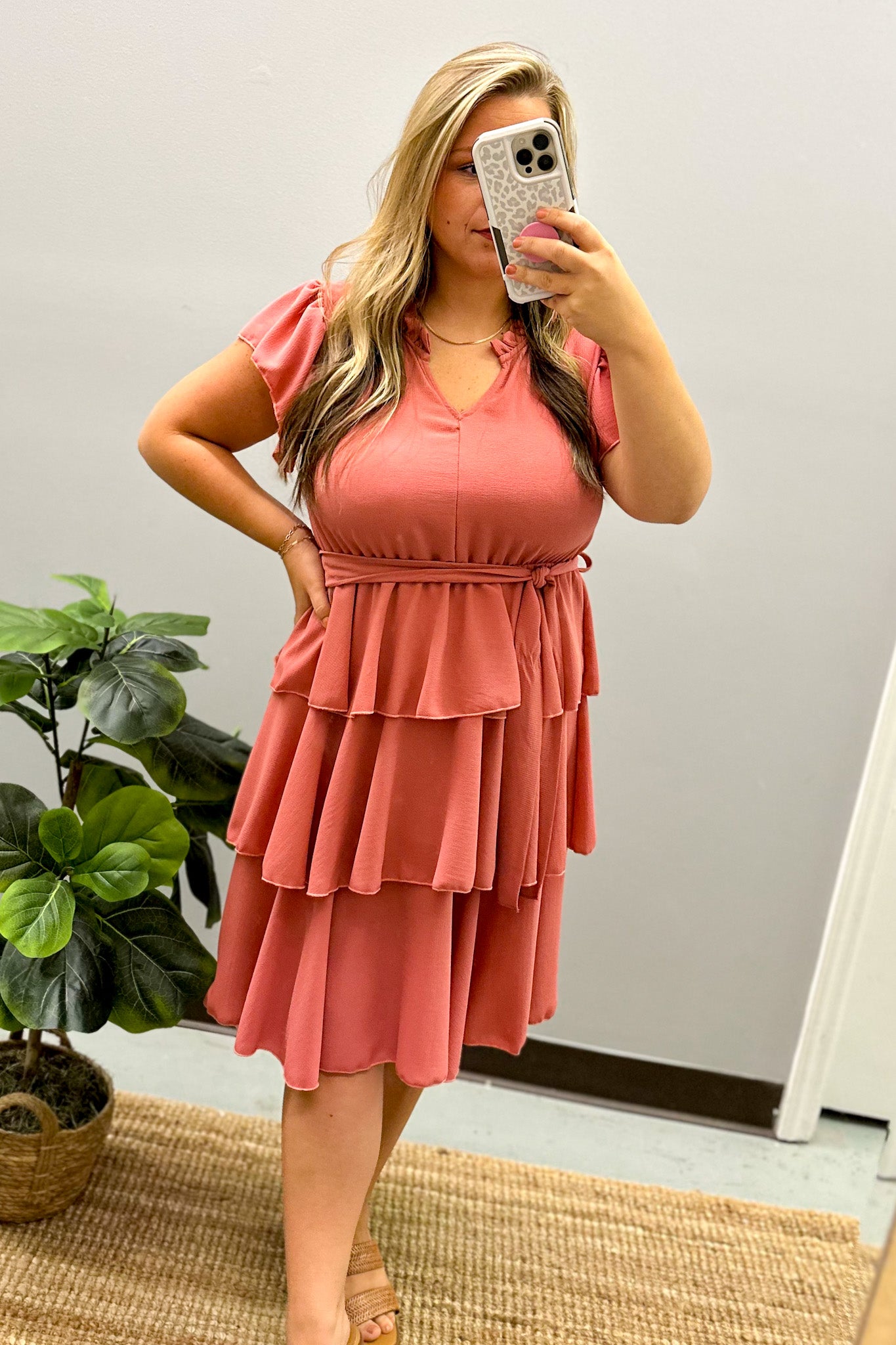 Sweet Charmer Ruffle Dress, Mauve