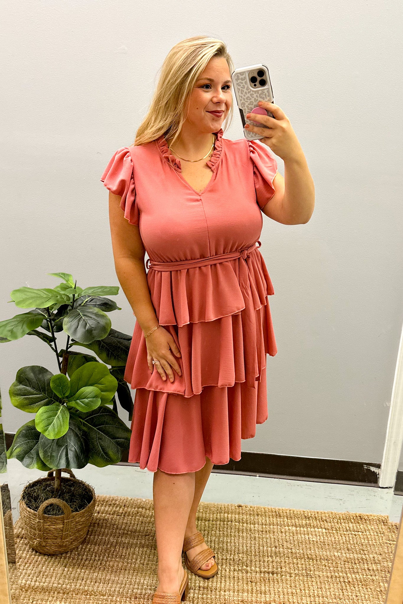 Sweet Charmer Ruffle Dress, Mauve