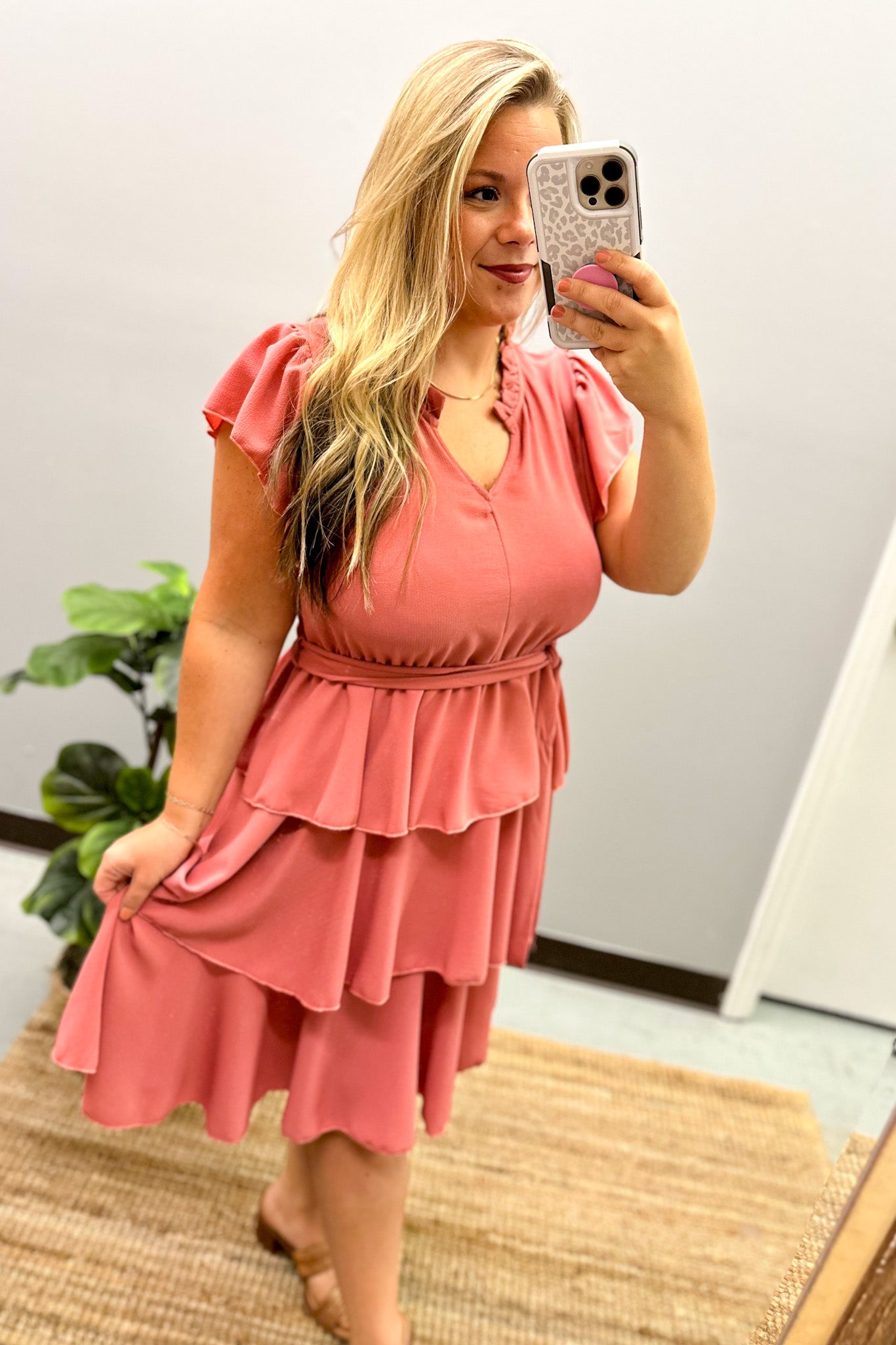 Sweet Charmer Ruffle Dress, Mauve