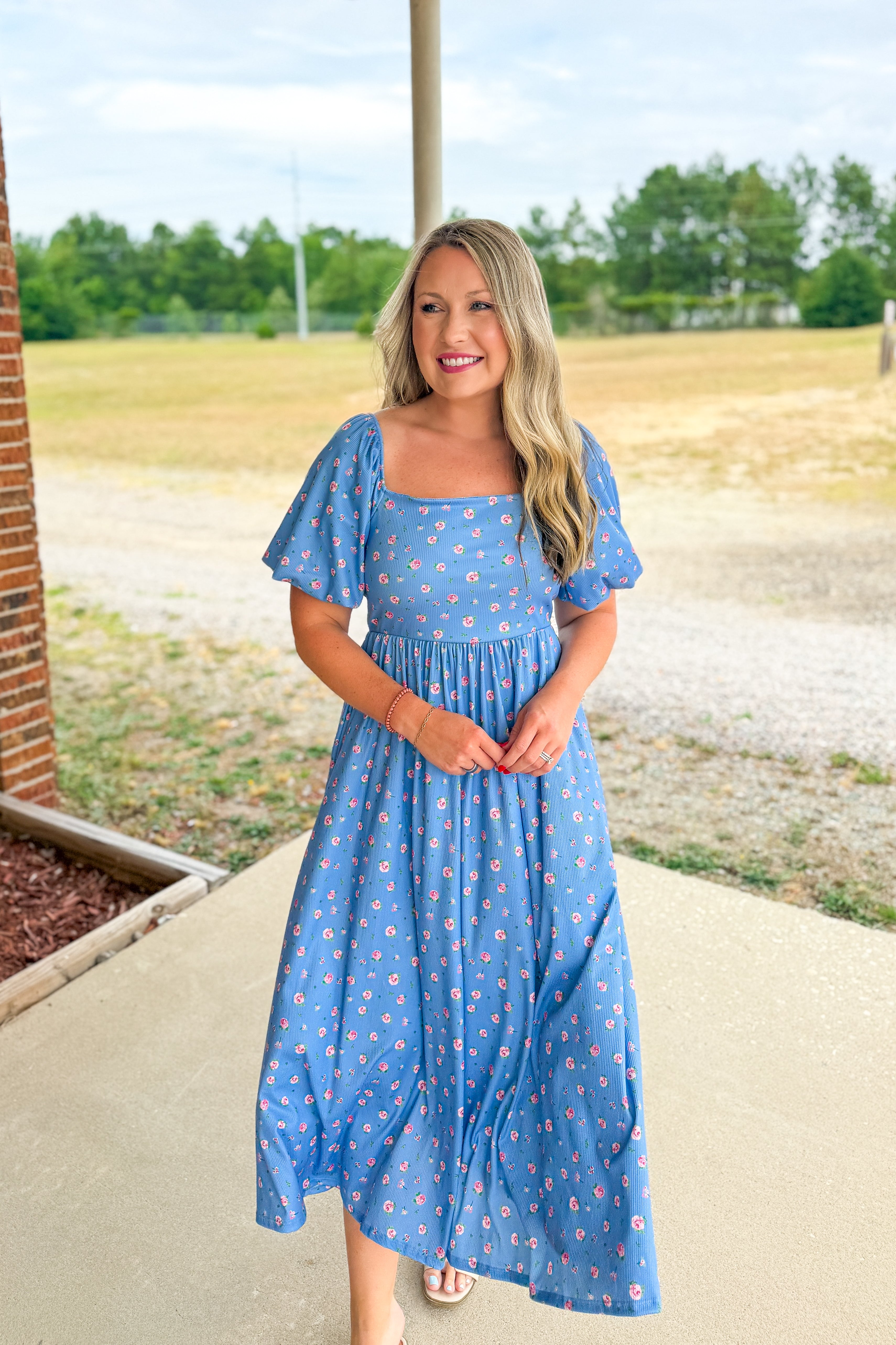 Blue Blossom Delight Maxi Dress