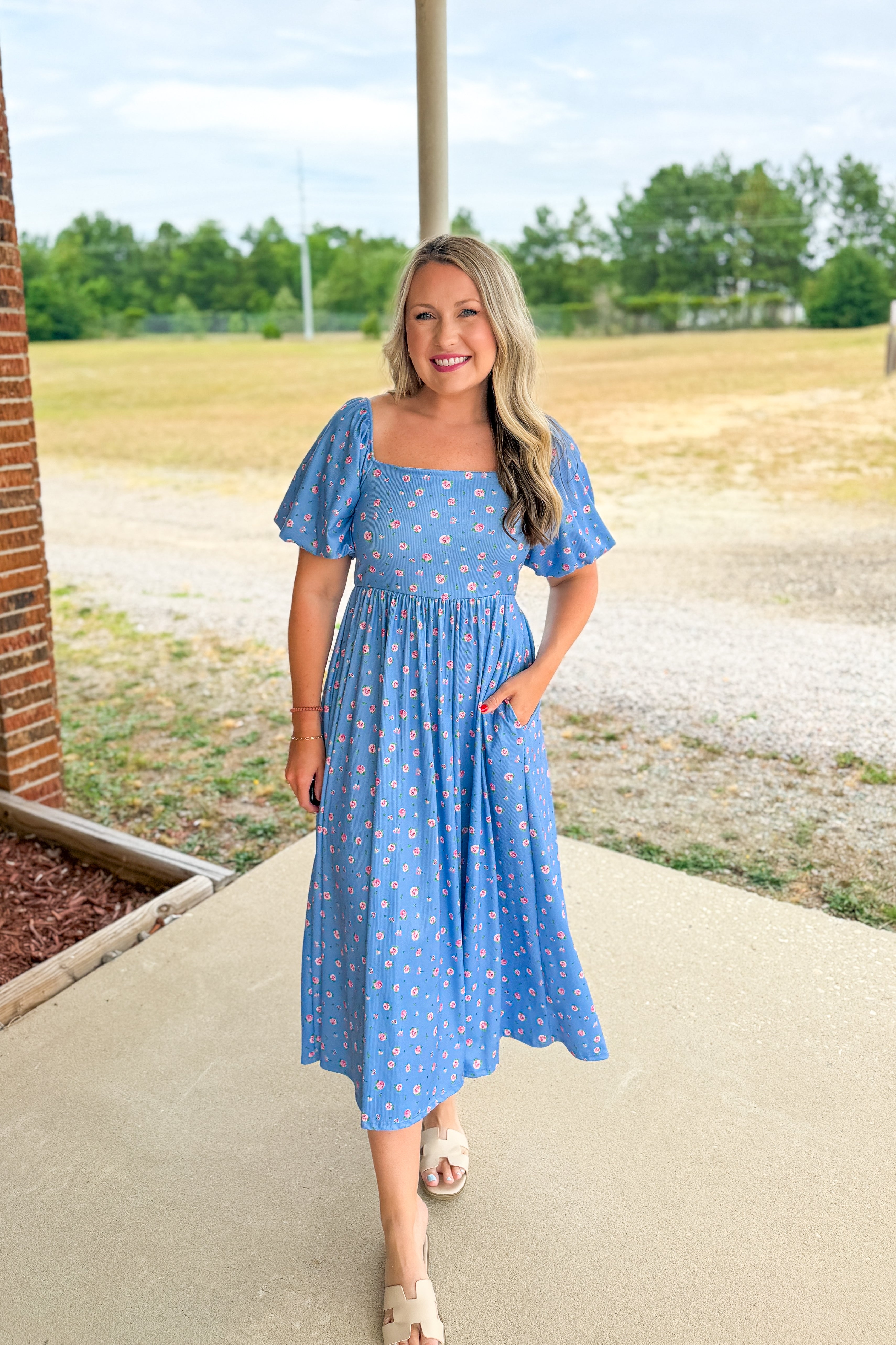 Blue Blossom Delight Maxi Dress