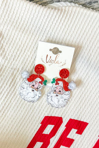 Christmas Santa Glitter Dangle Earrings
