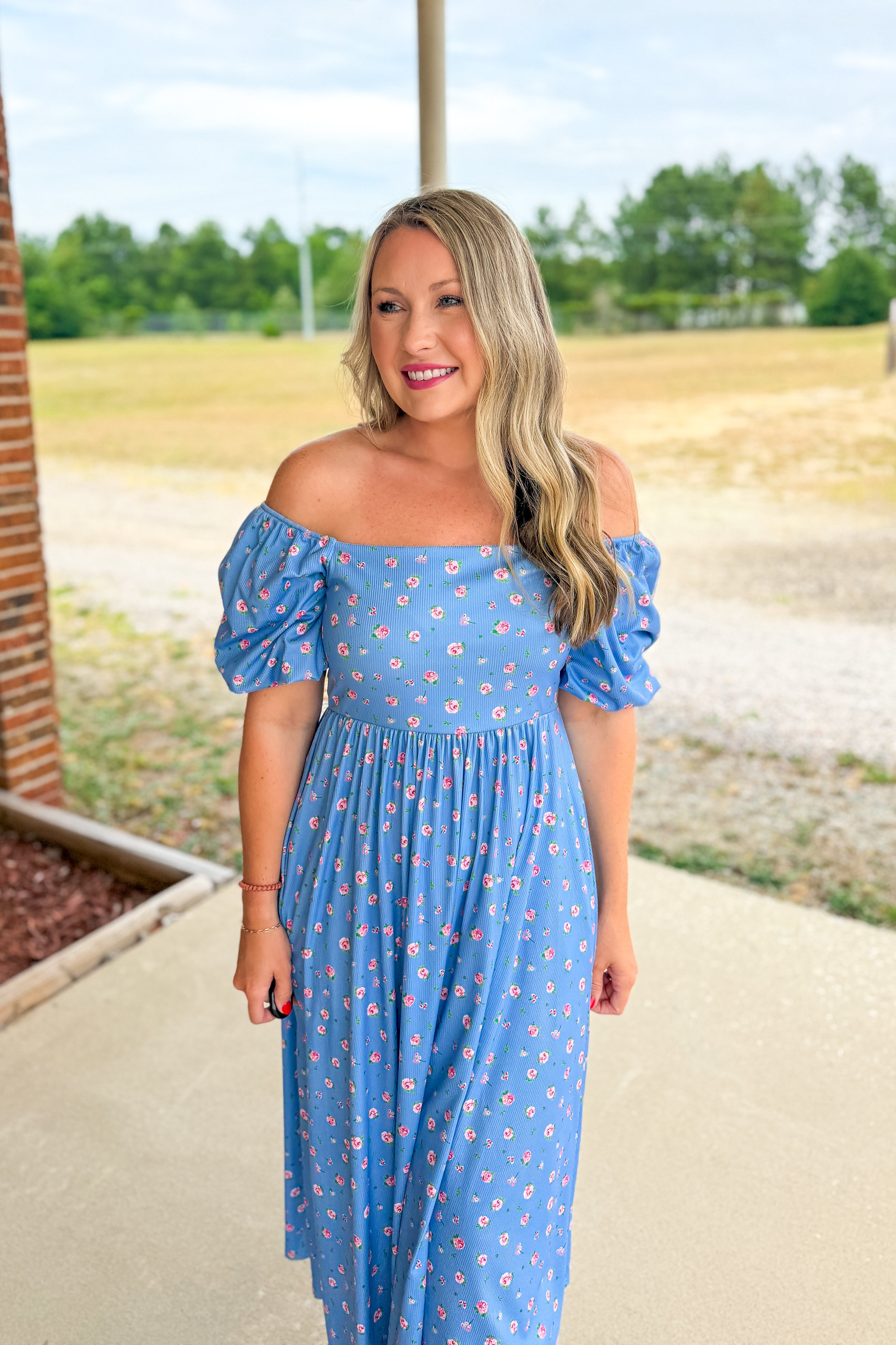 Blue Blossom Delight Maxi Dress