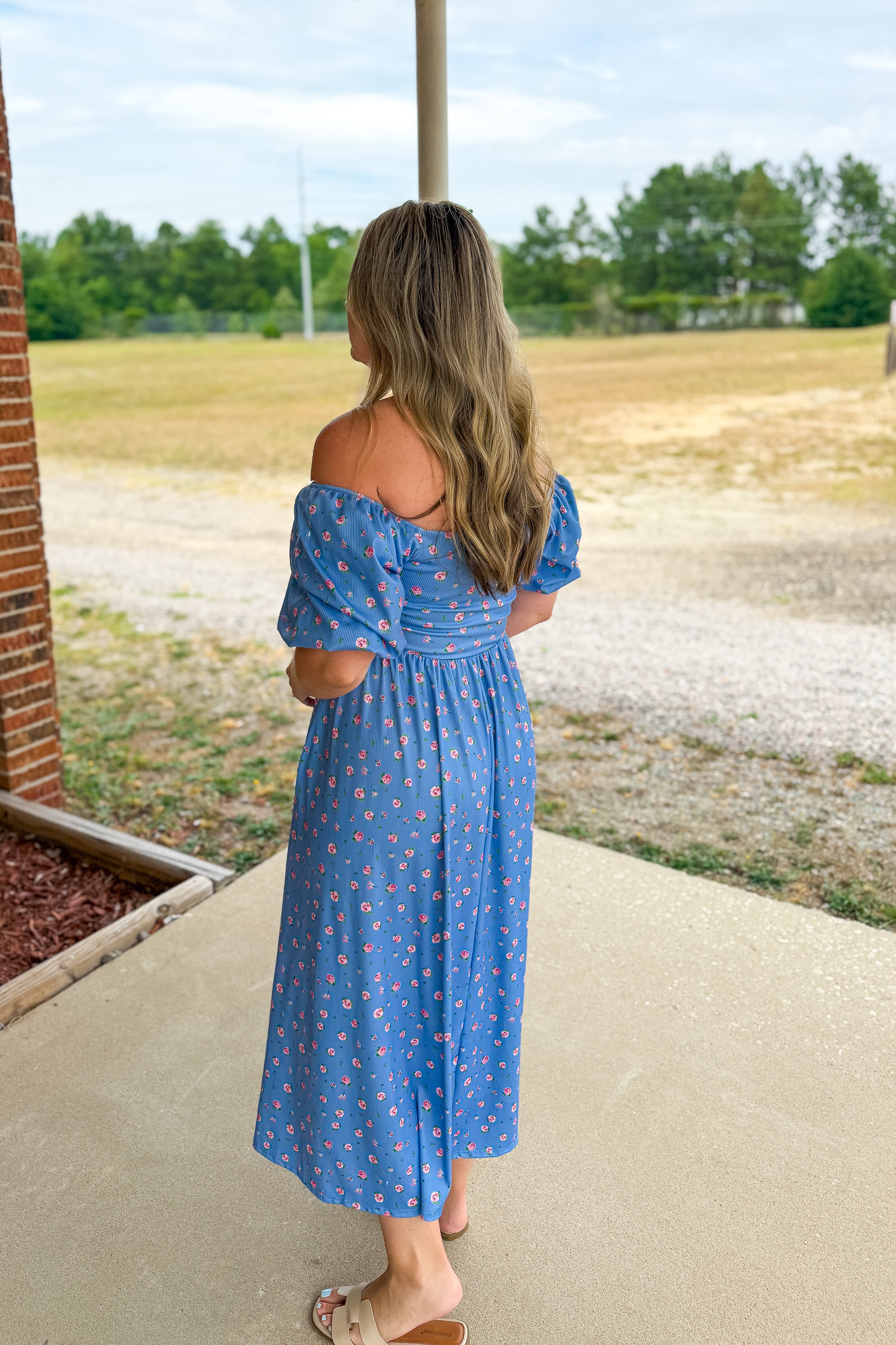 Blue Blossom Delight Maxi Dress