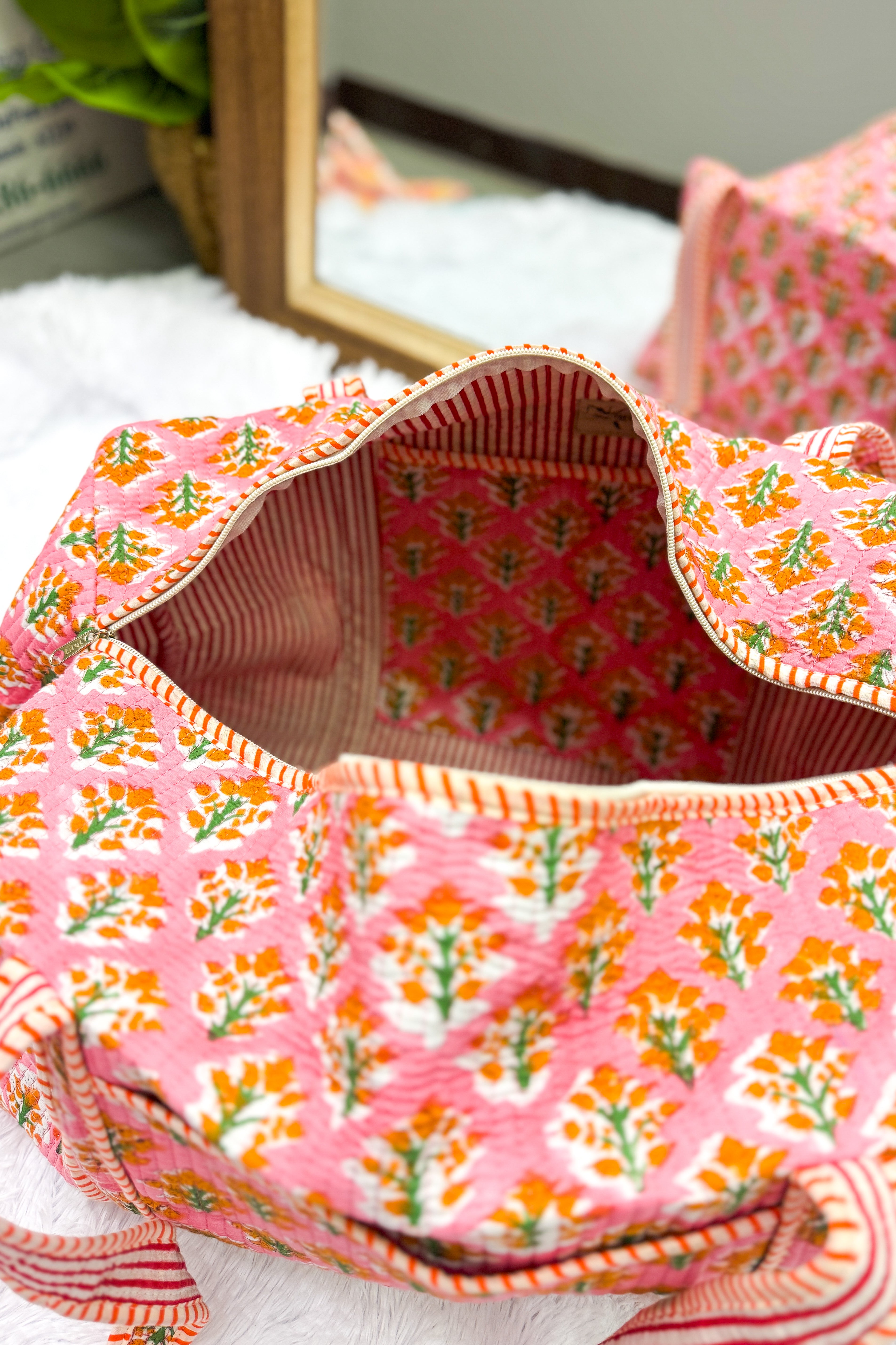 Evelyn Pink Print Duffle Bag