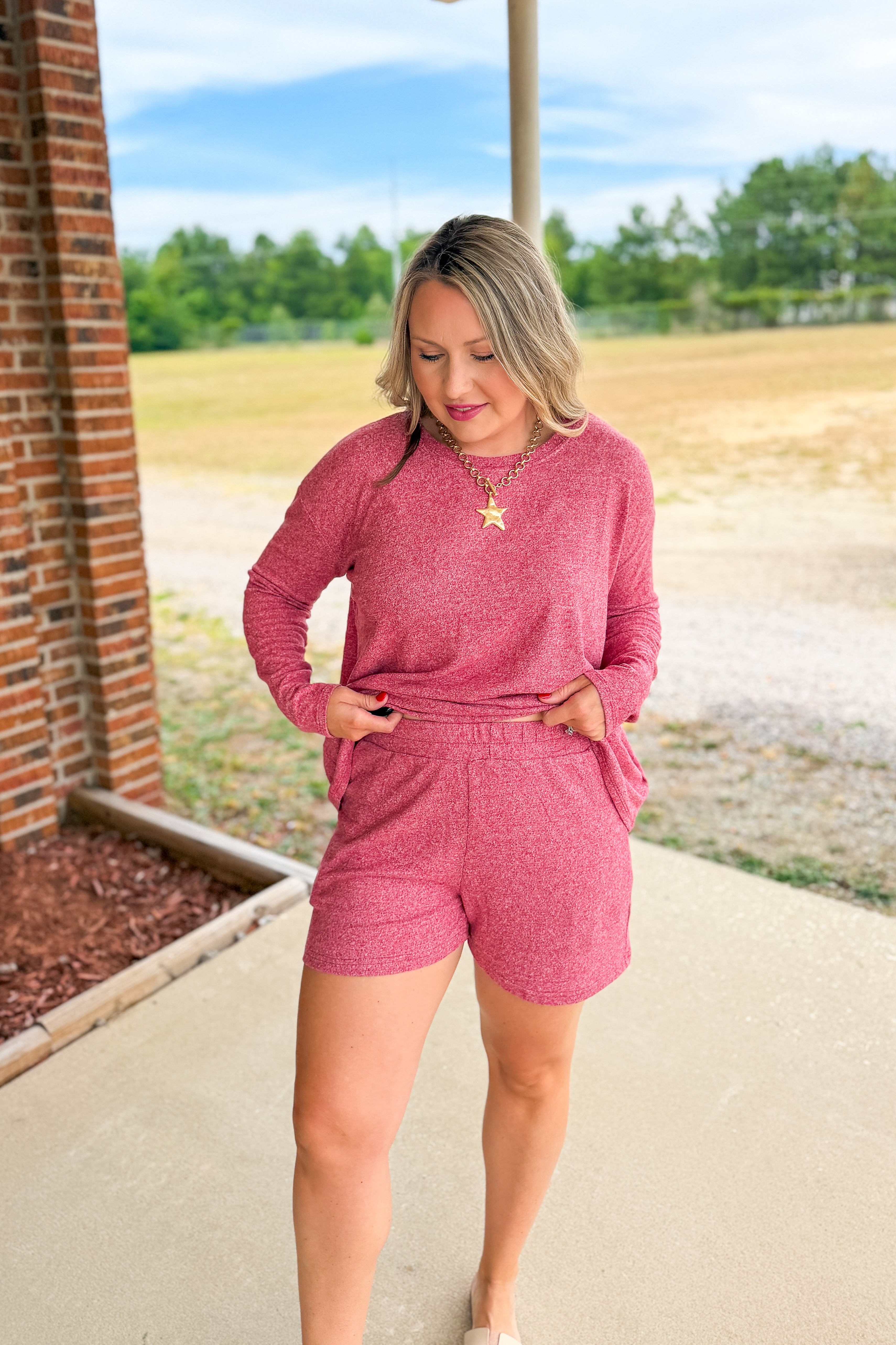 The Off-Duty Comfort Set, Heather Red
