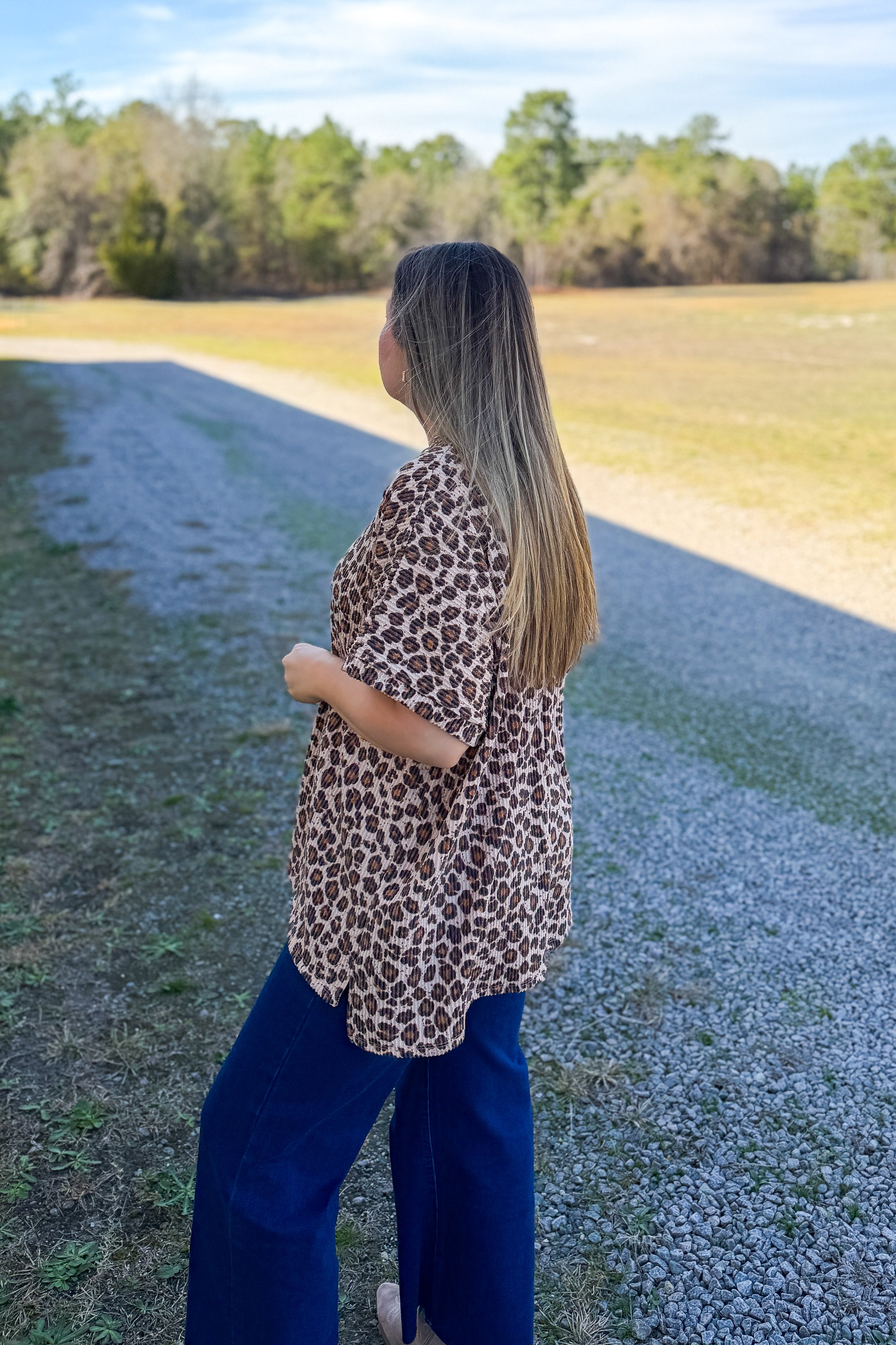 Wildly Comfy Leopard Ribbed Top