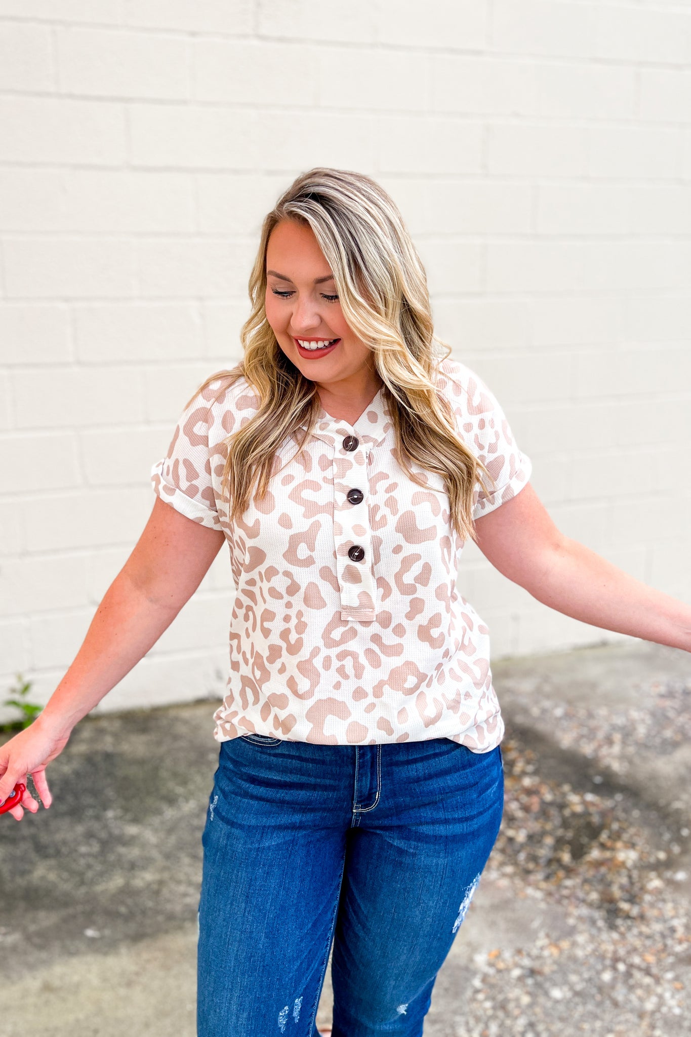 Keep Their Attention Leopard Button Top