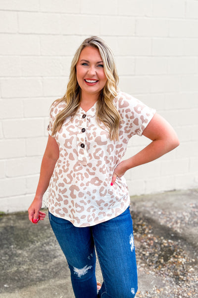Keep Their Attention Leopard Button Top