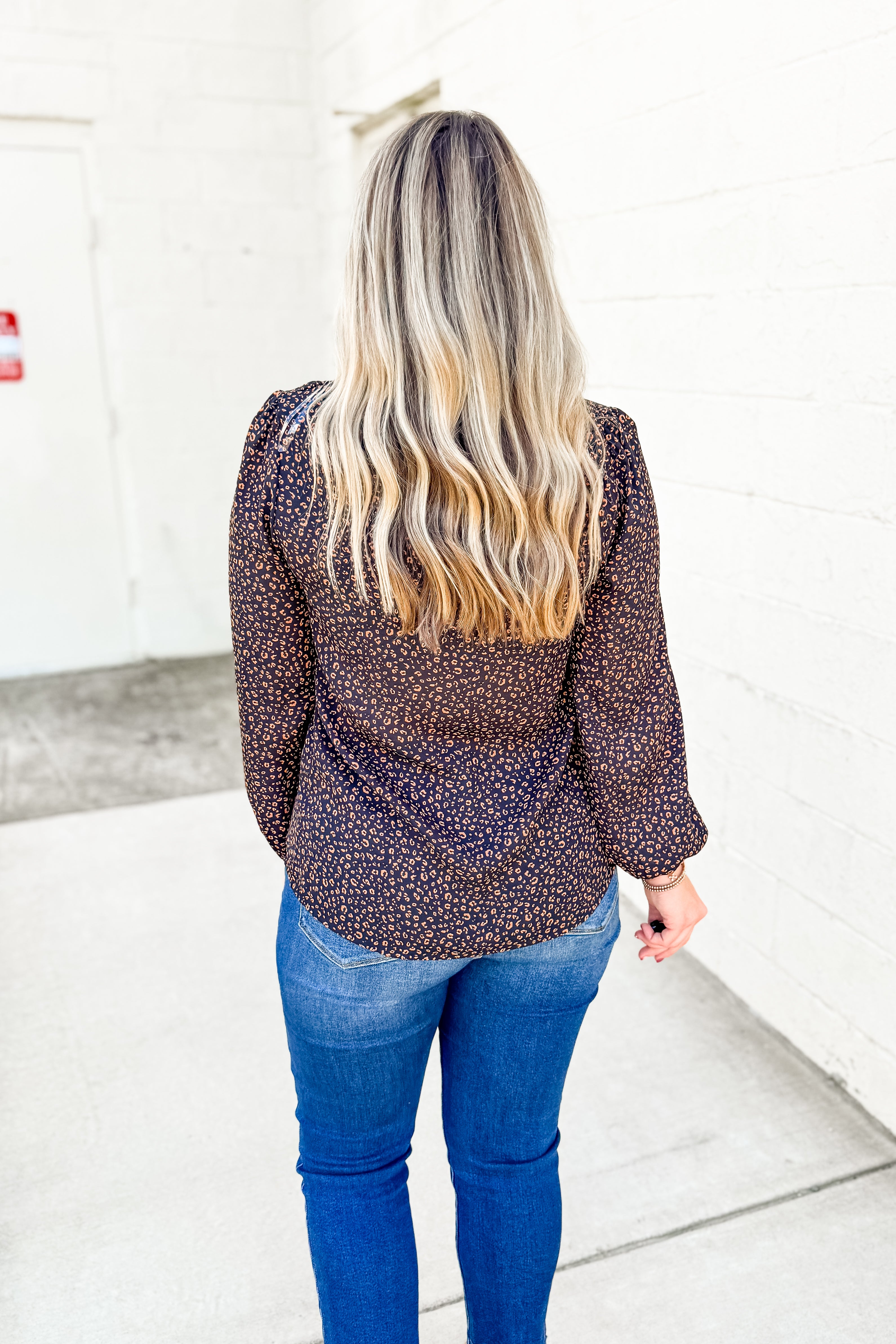 Midnight Chic Leopard Blouse Top