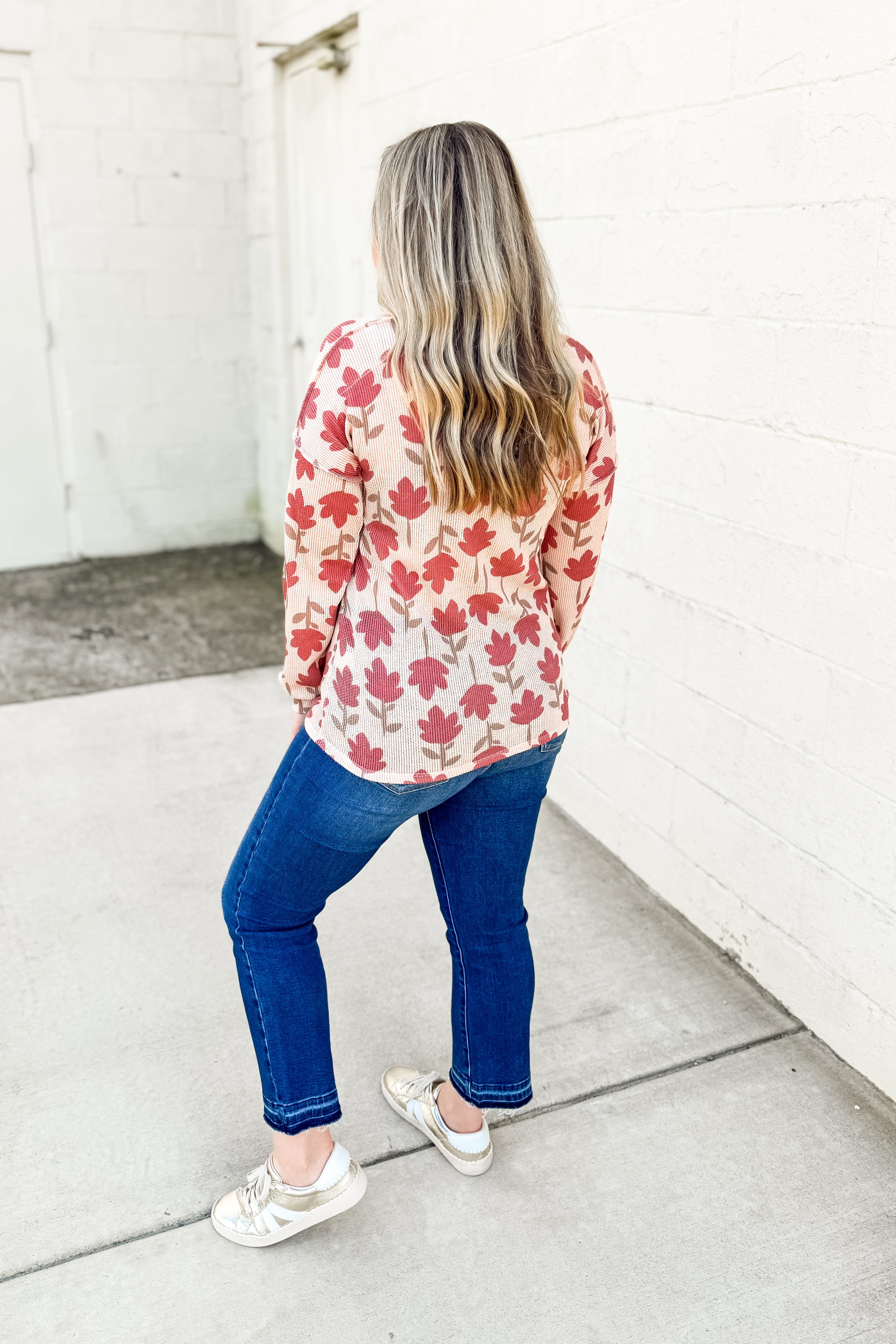 Cozy Petals Waffle Knit Top