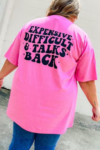 Expensive Difficult Talks Back Graphic Tee, Pink