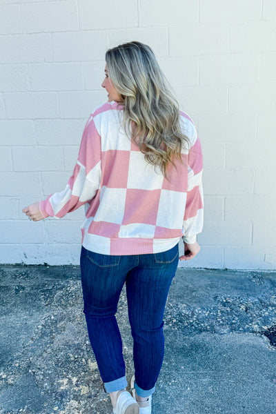 All Checked Out Pullover Top, Rose