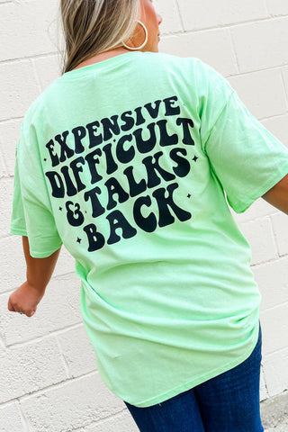 Expensive Difficult Talks Back Graphic Tee, Mint