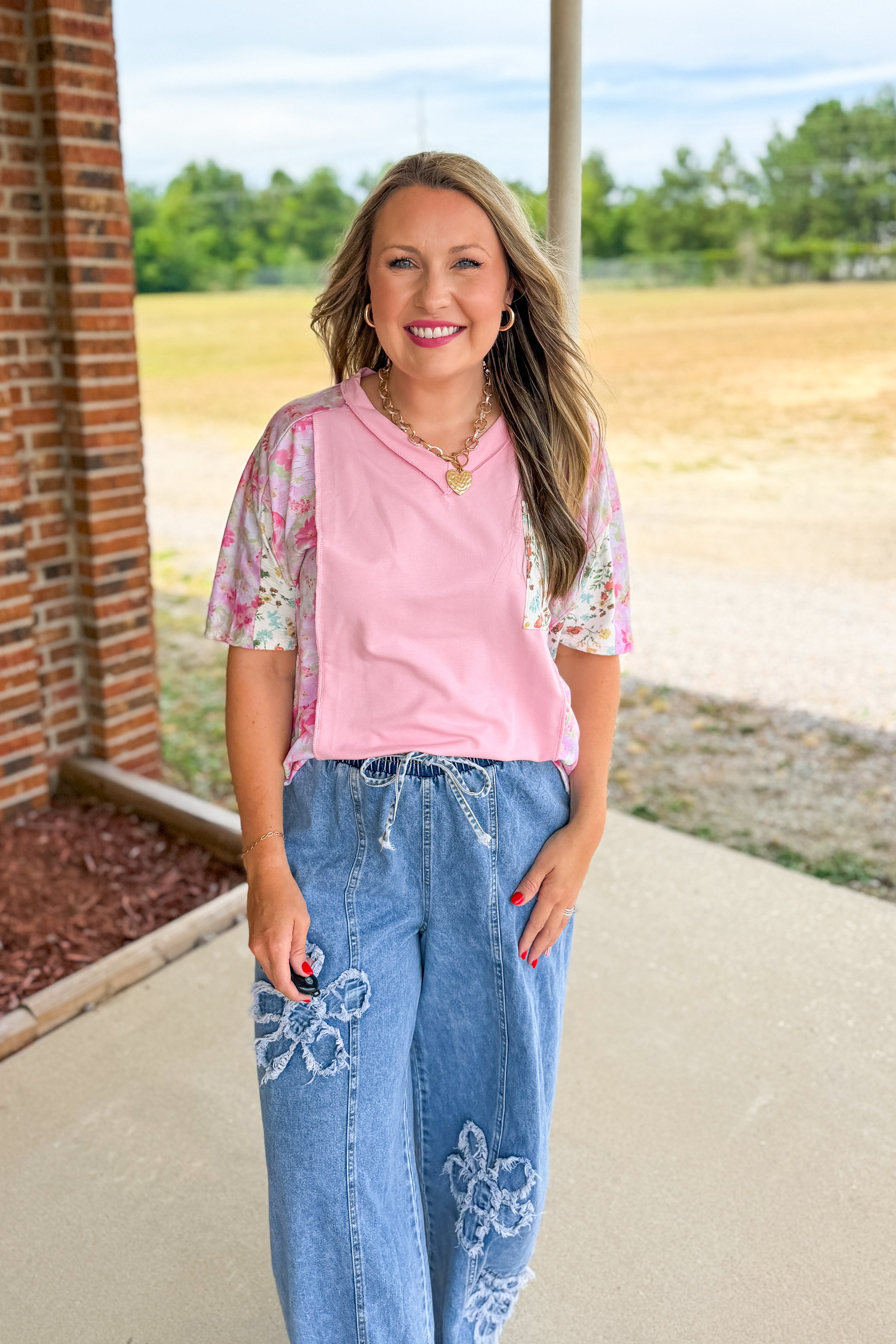 Spring Meadow Floral Pocket Top