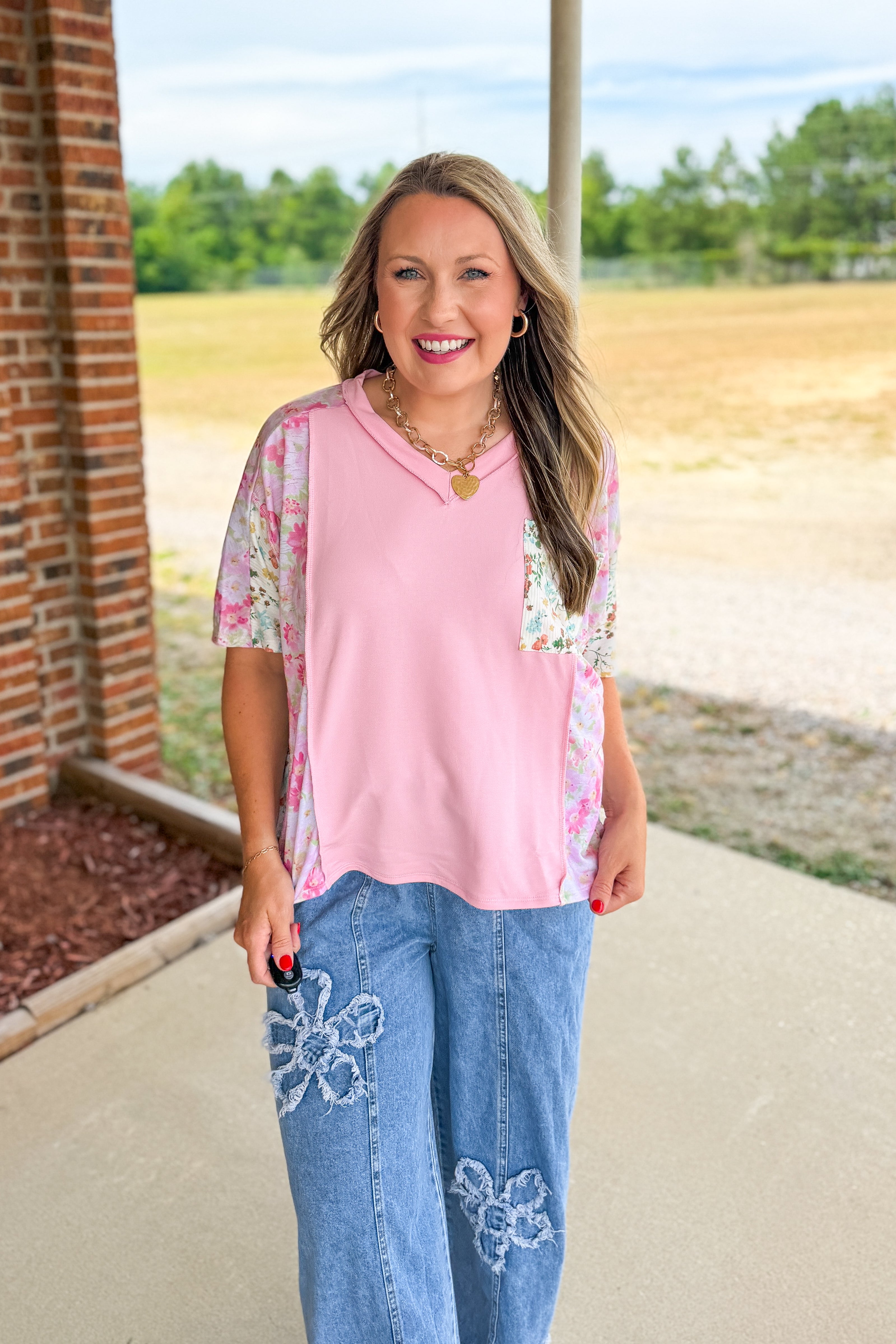 Spring Meadow Floral Pocket Top