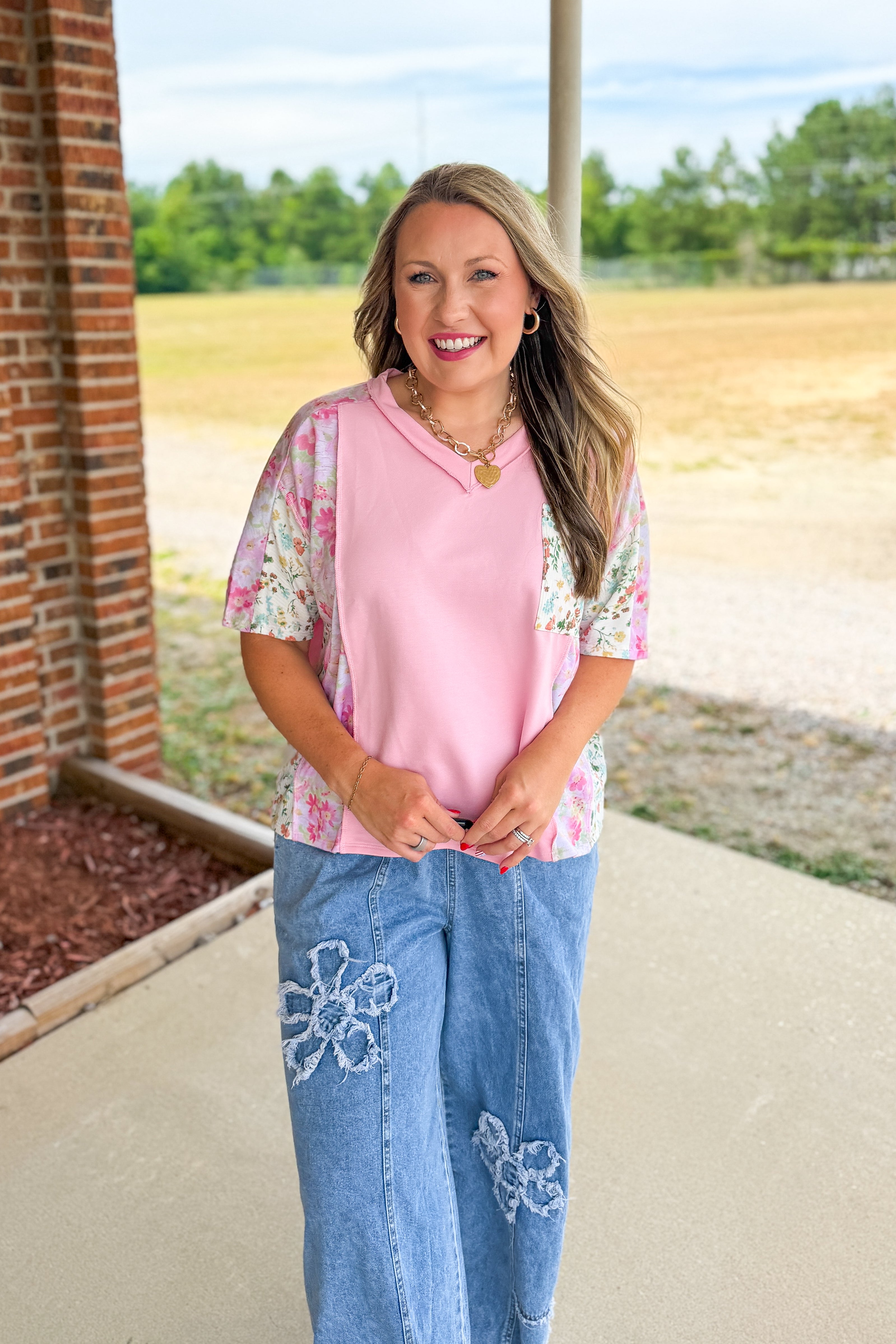 Spring Meadow Floral Pocket Top