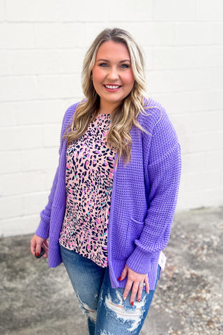 BF DEAL | The Estelle Waffle Knit Cardigan, Lavender