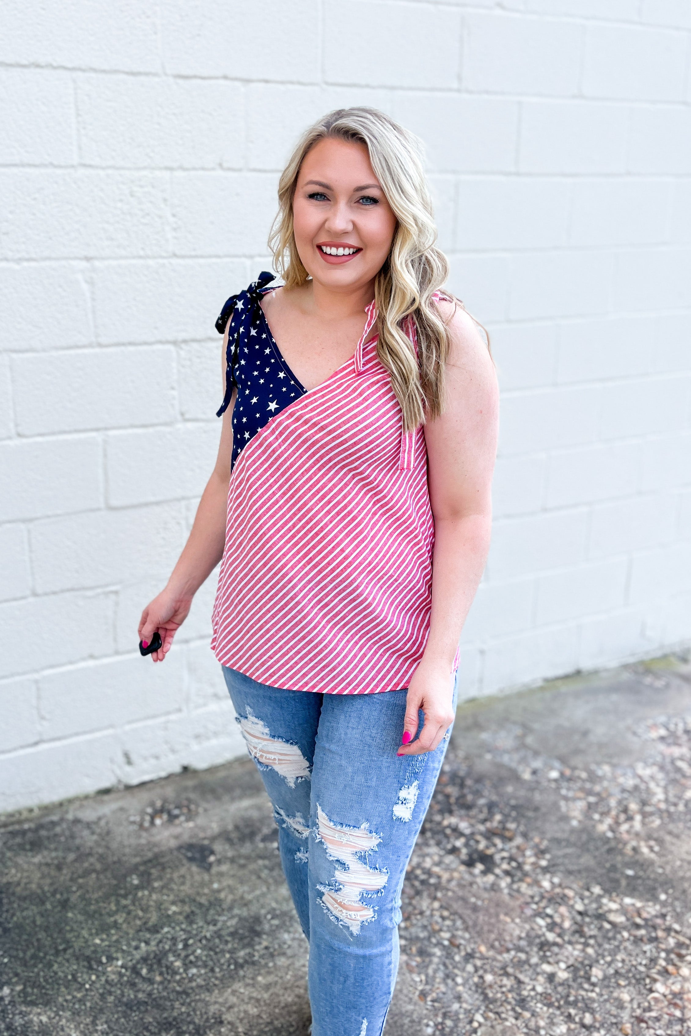 Patriotic Girl Color Block Tank Top