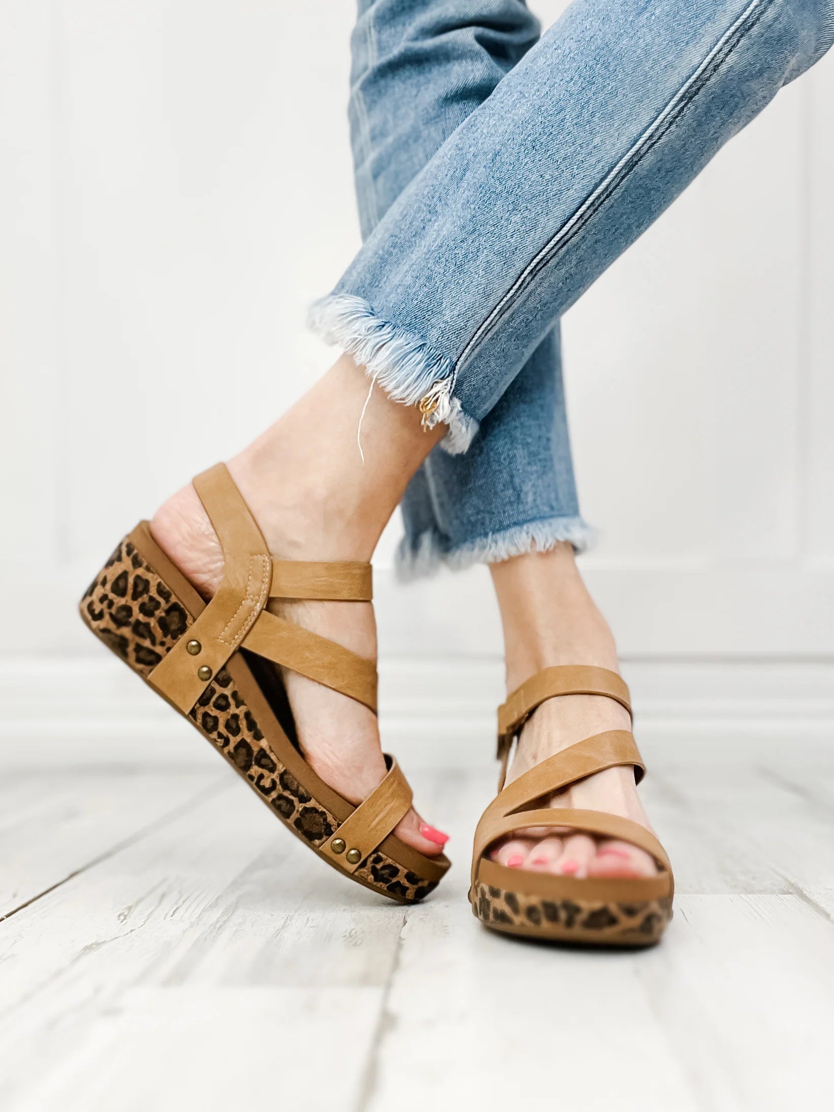 Corkys Keep It Casual Wedge Sandals Caramel Sew Southern Designs