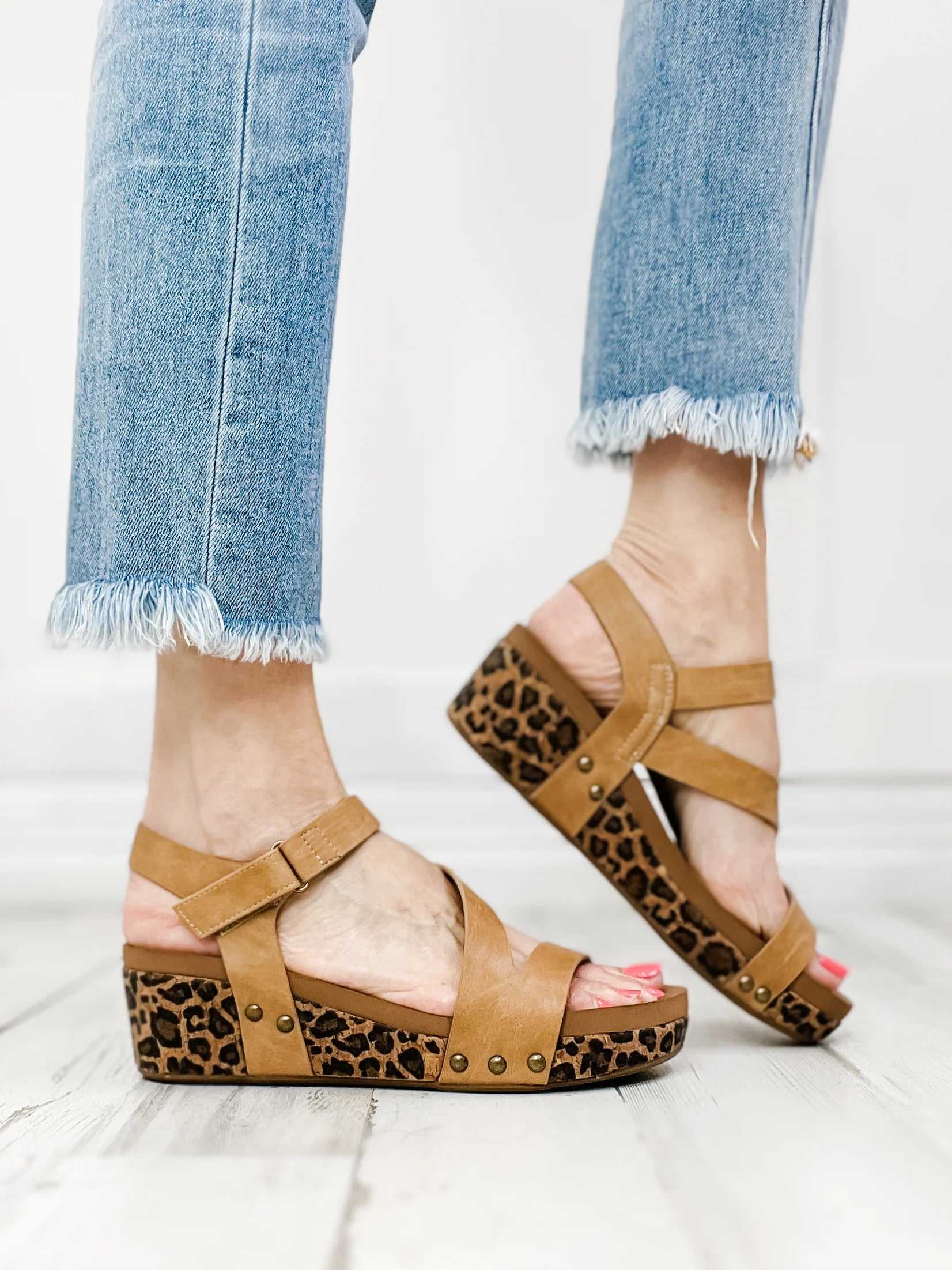 Corkys Keep It Casual Wedge Sandals Caramel Sew Southern Designs