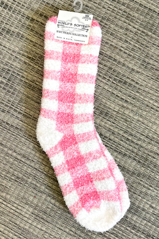 World's Softest Socks, Pink Check